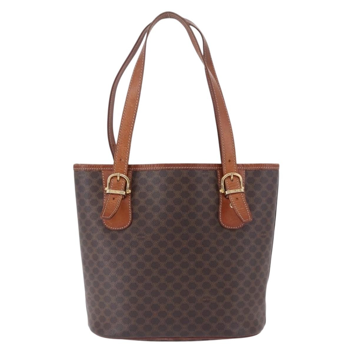 Celine Vintage Macadam Canvas Brown Canvas Handbag (Pre-Owned)