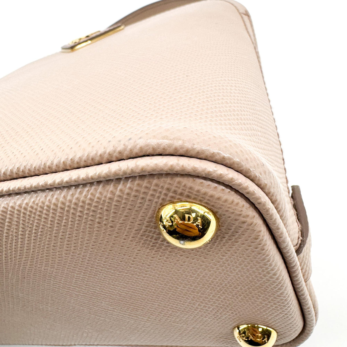 Prada Matinee Top Handle Saffiano Leather Beige Leather Handbag (Pre-Owned)