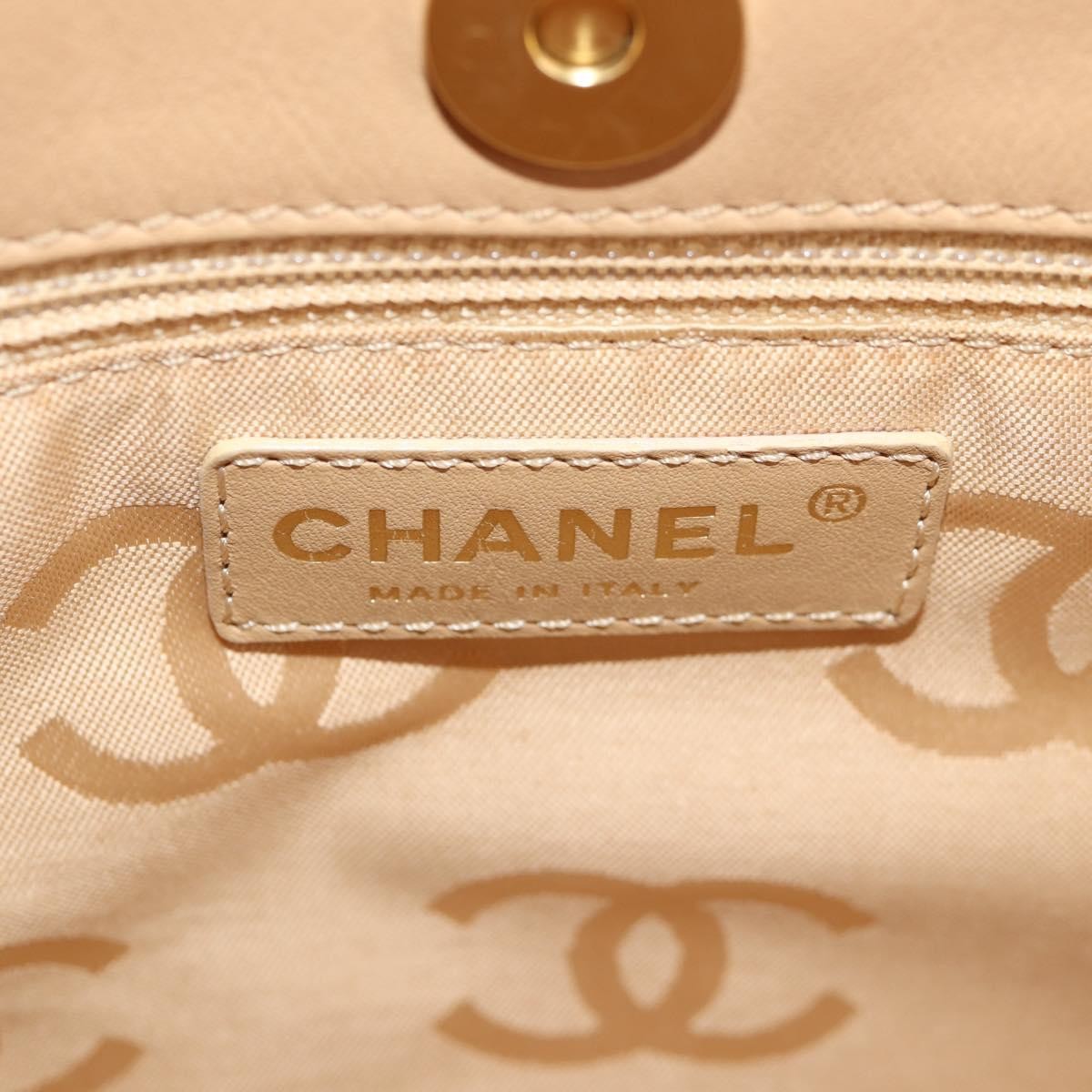 Chanel Cc Stitch Tote Lambskin Beige Leather Bag (Pre-Owned)