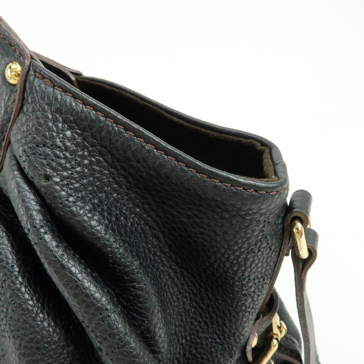 Louis Vuitton L Hobo Mahina Leather Black Leather Shoulder Bag Bag (Pre-Owned)