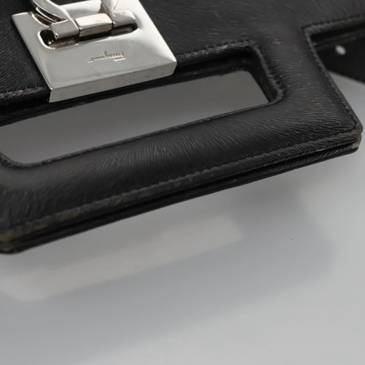 Salvatore Ferragamo Gancini Leather Black Leather Handbag (Pre-Owned)