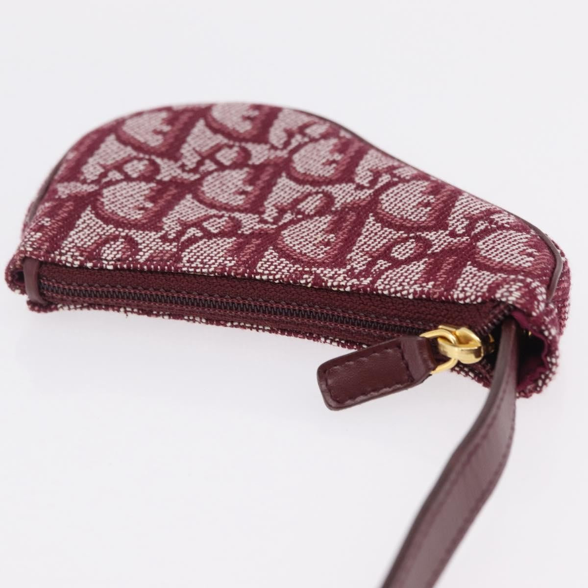 Christian Dior Vintage Saddle Zip Coin Purse Diorissimo Canvas Red Canvas Clutche & Pouche Bag (Pre-Owned)