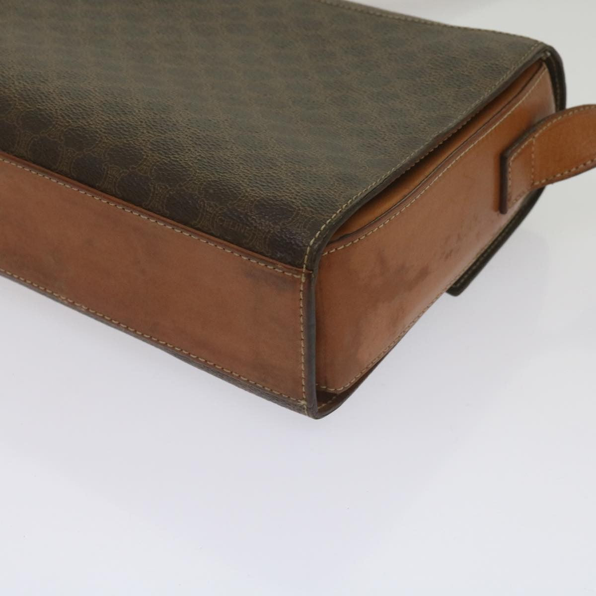 Celine Vintage Macadam Circle Logo Canvas And Leather Brown Canvas Shoulder Bag Bag (Pre-Owned)