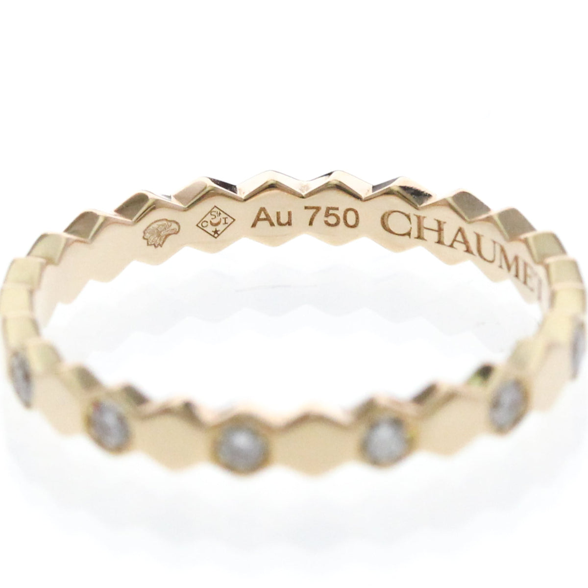 Chaumet Bee My Love Half Pave Band 18K Rose Gold With Diamonds Gold Rose_Gold Ring Jewelry (Pre-Owned)
