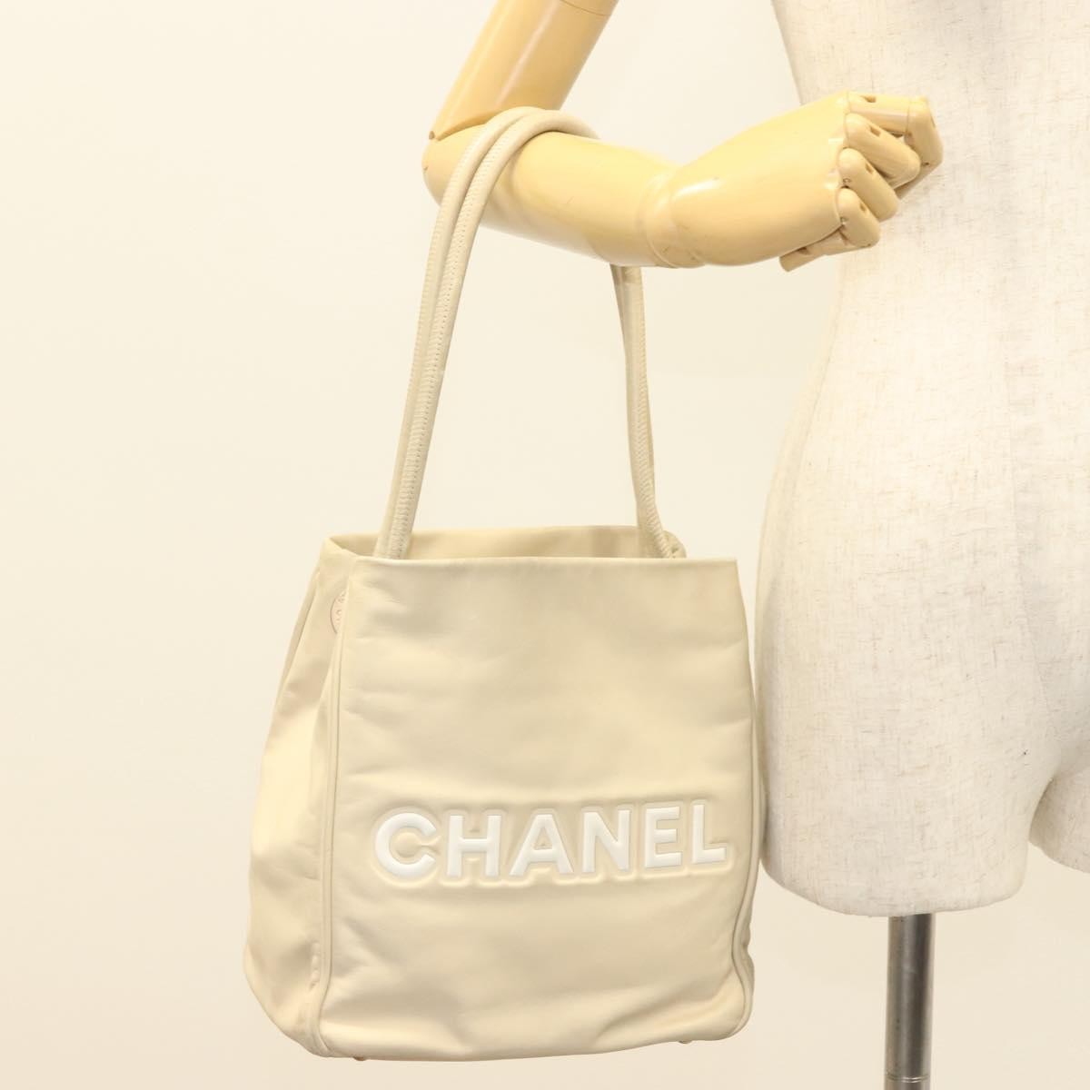 Chanel Camellia Tote Leather Beige Leather Tote Bag Bag (Pre-Owned)