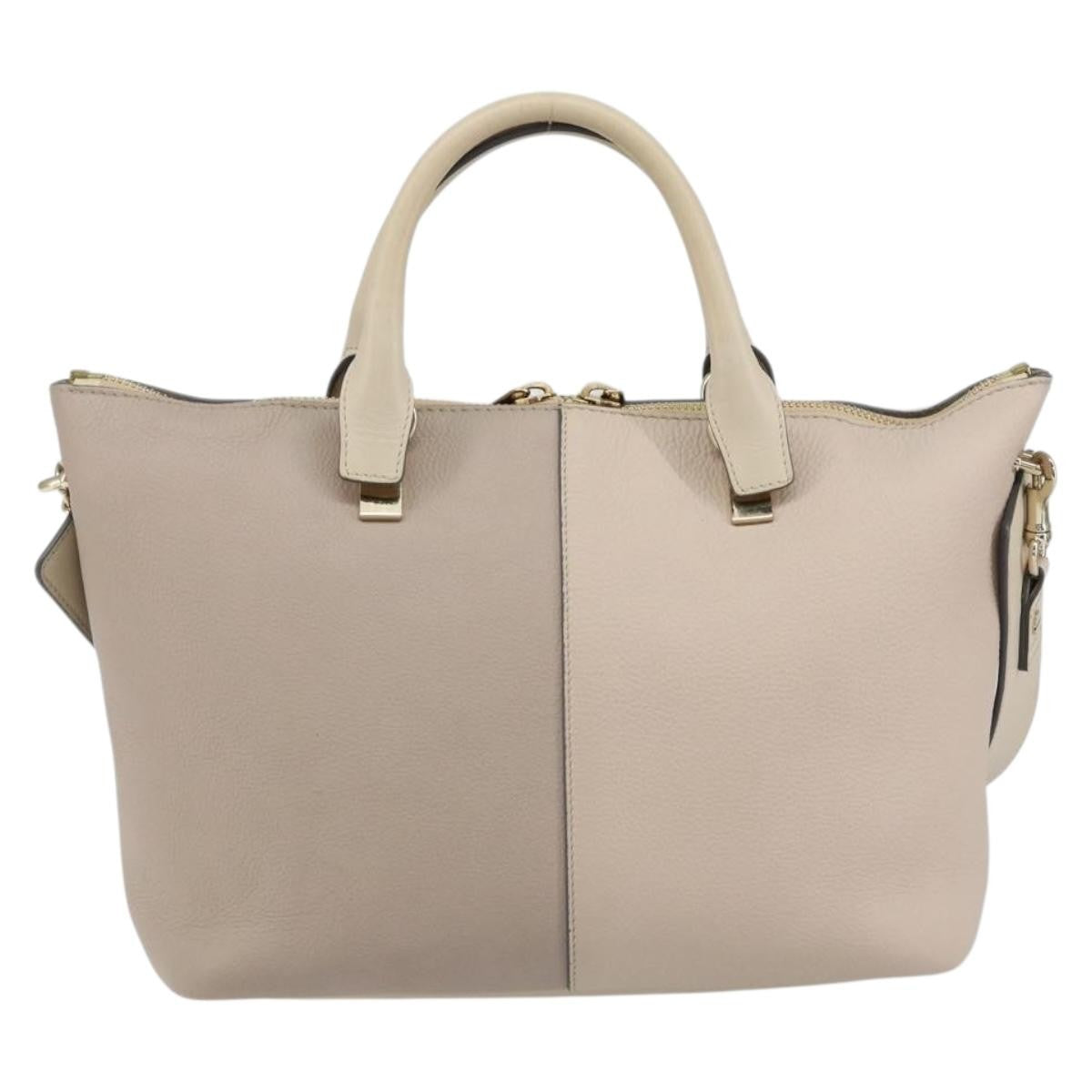 Chloe Bicolor Baylee Satchel Leather Gray Leather Handbag (Pre-Owned)