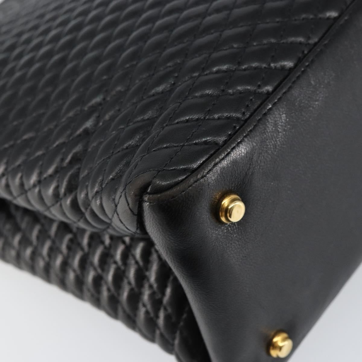 Bally Vintage Quilted Leather Black Leather Handbag (Pre-Owned)