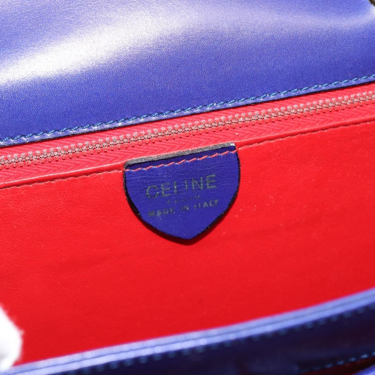 Celine Vintage Carriage Top Handle Leather Blue Leather Handbag (Pre-Owned)