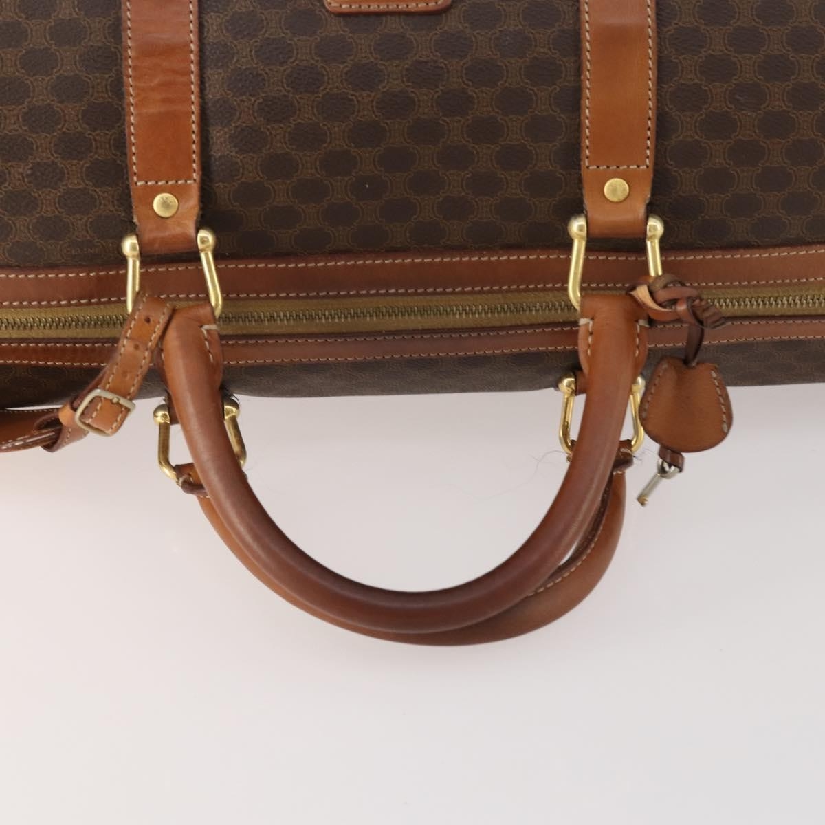 Celine Vintage Macadam Boston Canvas And Leather Brown Canvas Travel Bag Bag (Pre-Owned)