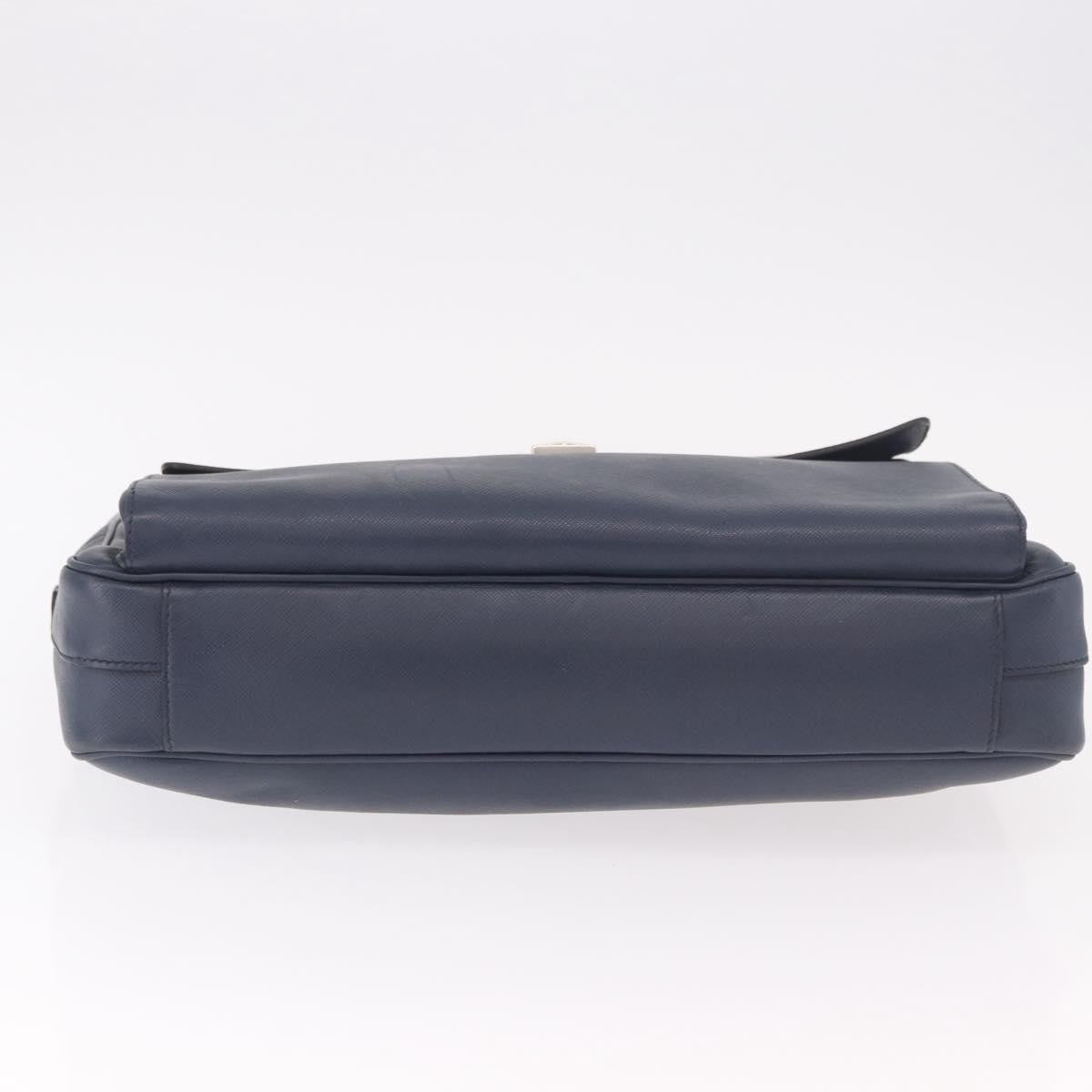 Prada Briefcase Leather Blue Leather Briefcase Bag (Pre-Owned)