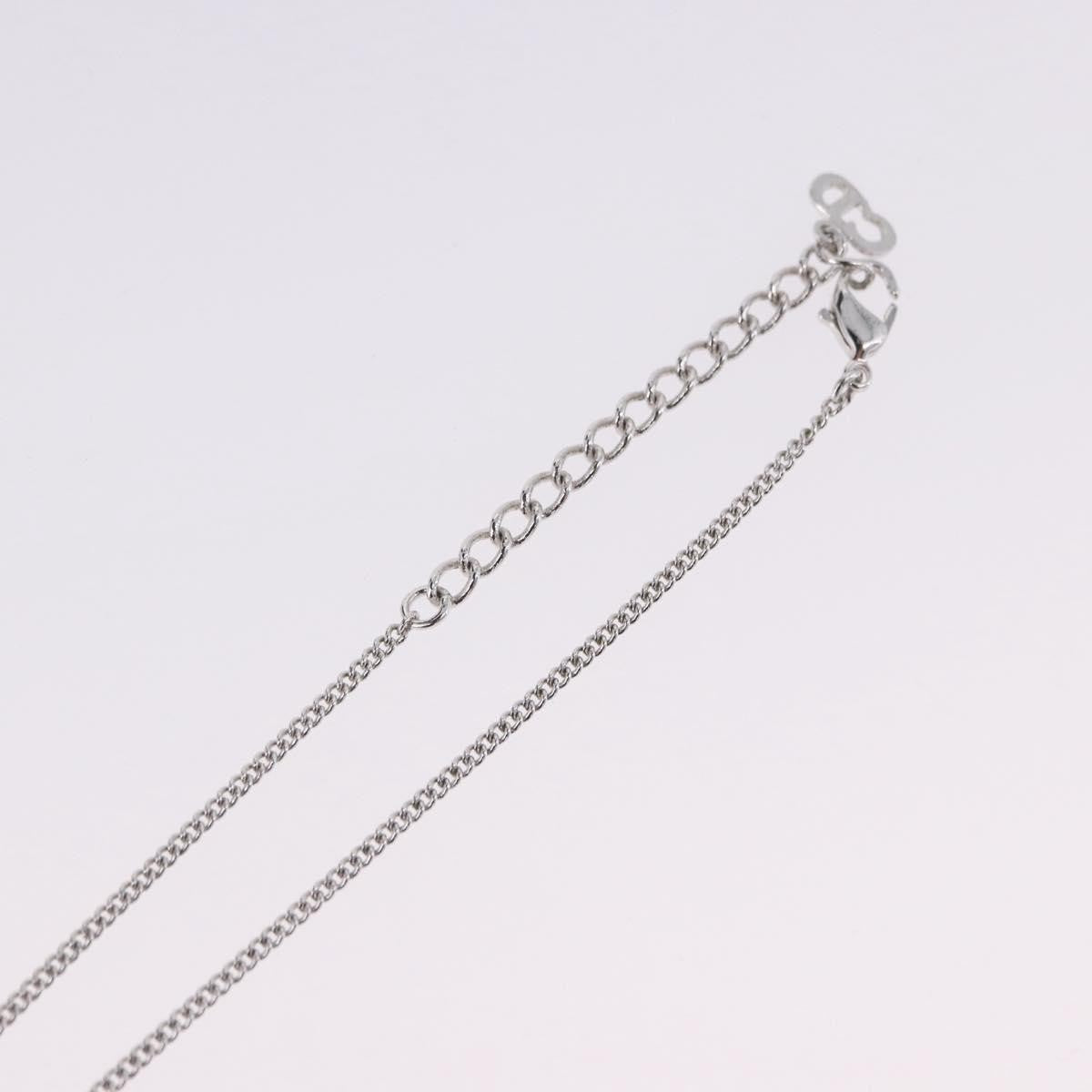 Christian Dior Vintage Dior Logo Metal And Crystal Silver Metal Necklace Jewelry (Pre-Owned)