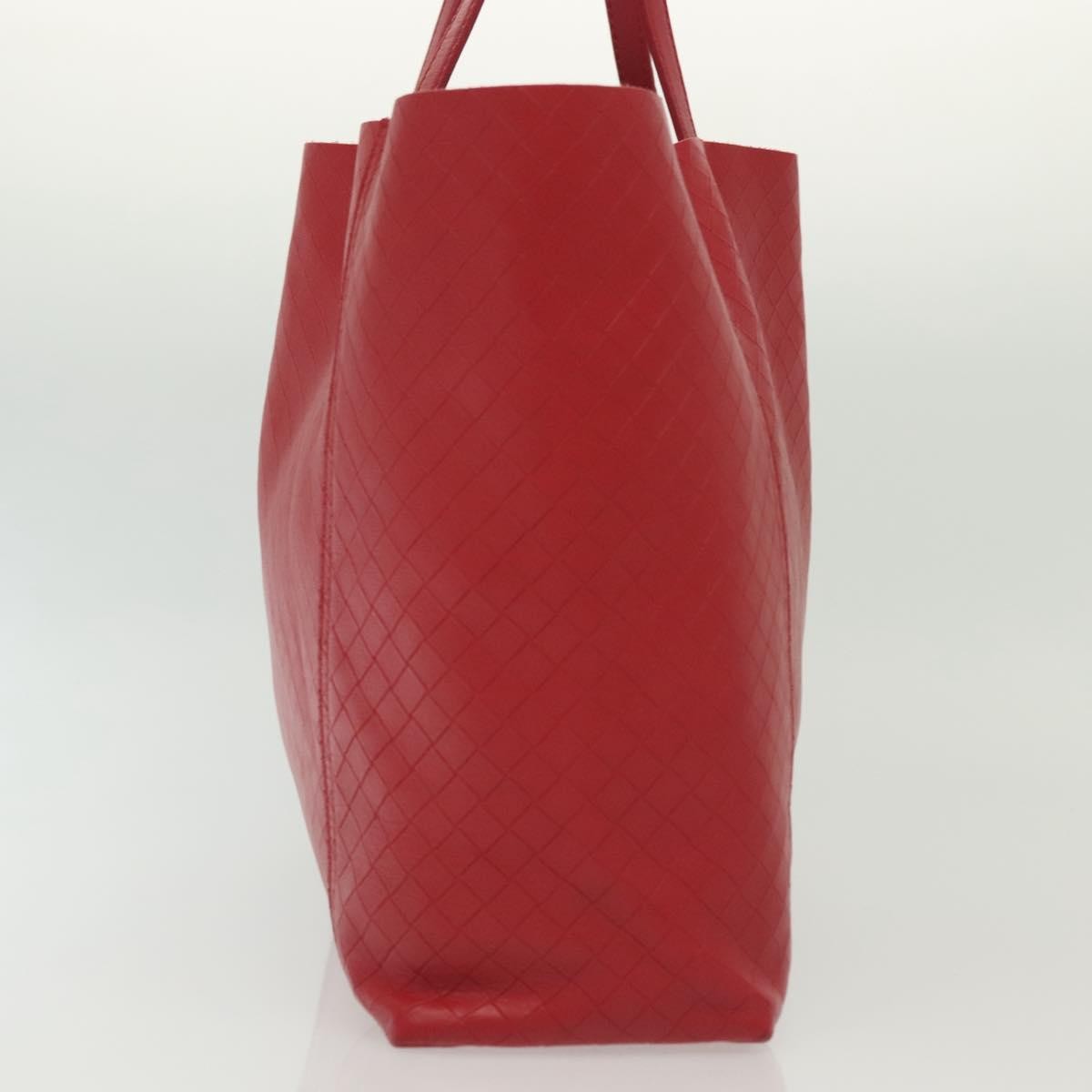 Bottega Veneta Intrecciomirage Tote Leather Red Leather Tote Bag Bag (Pre-Owned)