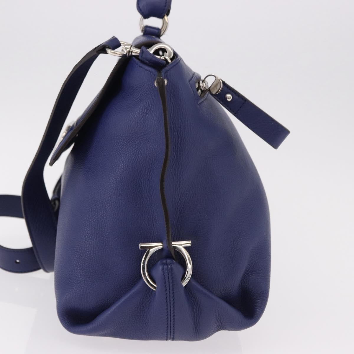 Salvatore Ferragamo Sofia Satchel Leather Blue Leather Handbag (Pre-Owned)