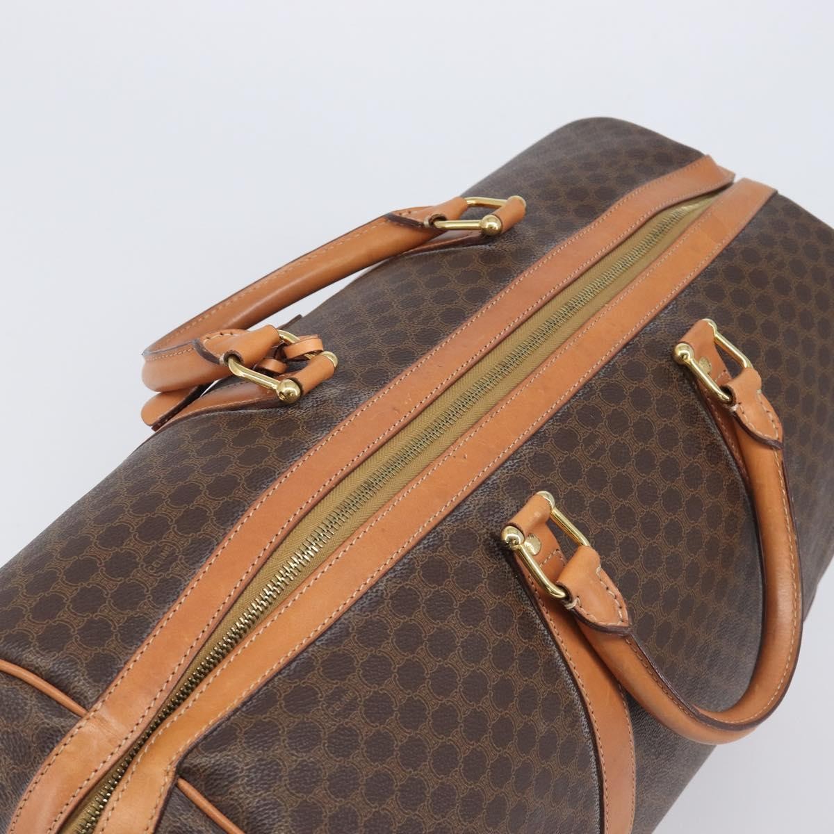 Celine Vintage Duffle Macadam Coated Canvas Brown Canvas Handbag (Pre-Owned)