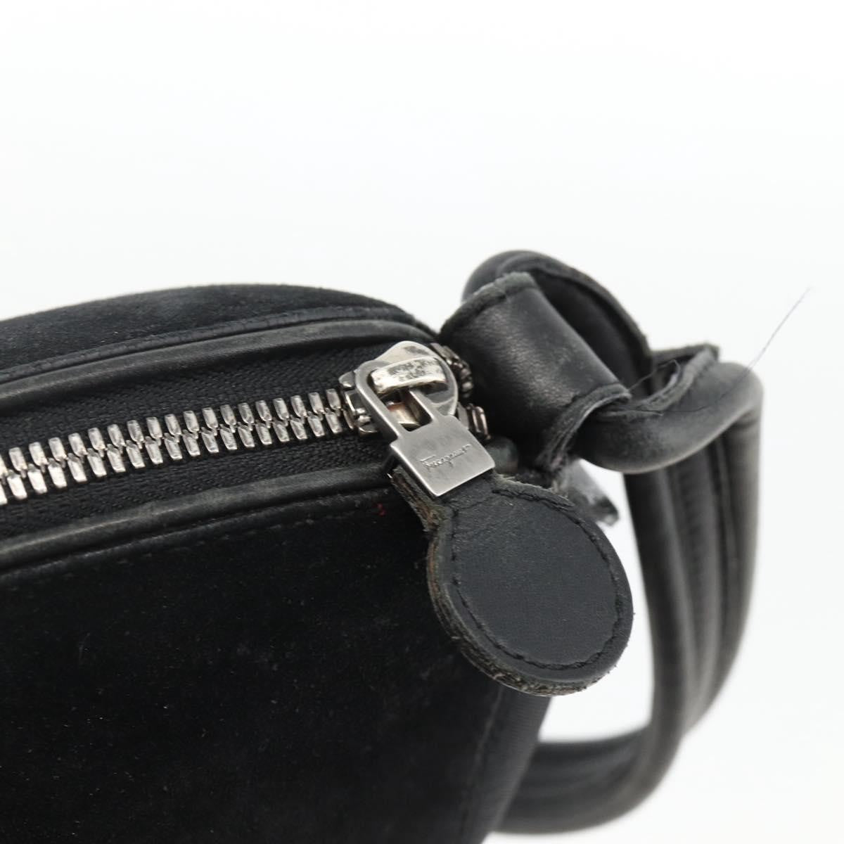 Salvatore Ferragamo Gancini Suede Black Suede Shoulder Bag Bag (Pre-Owned)
