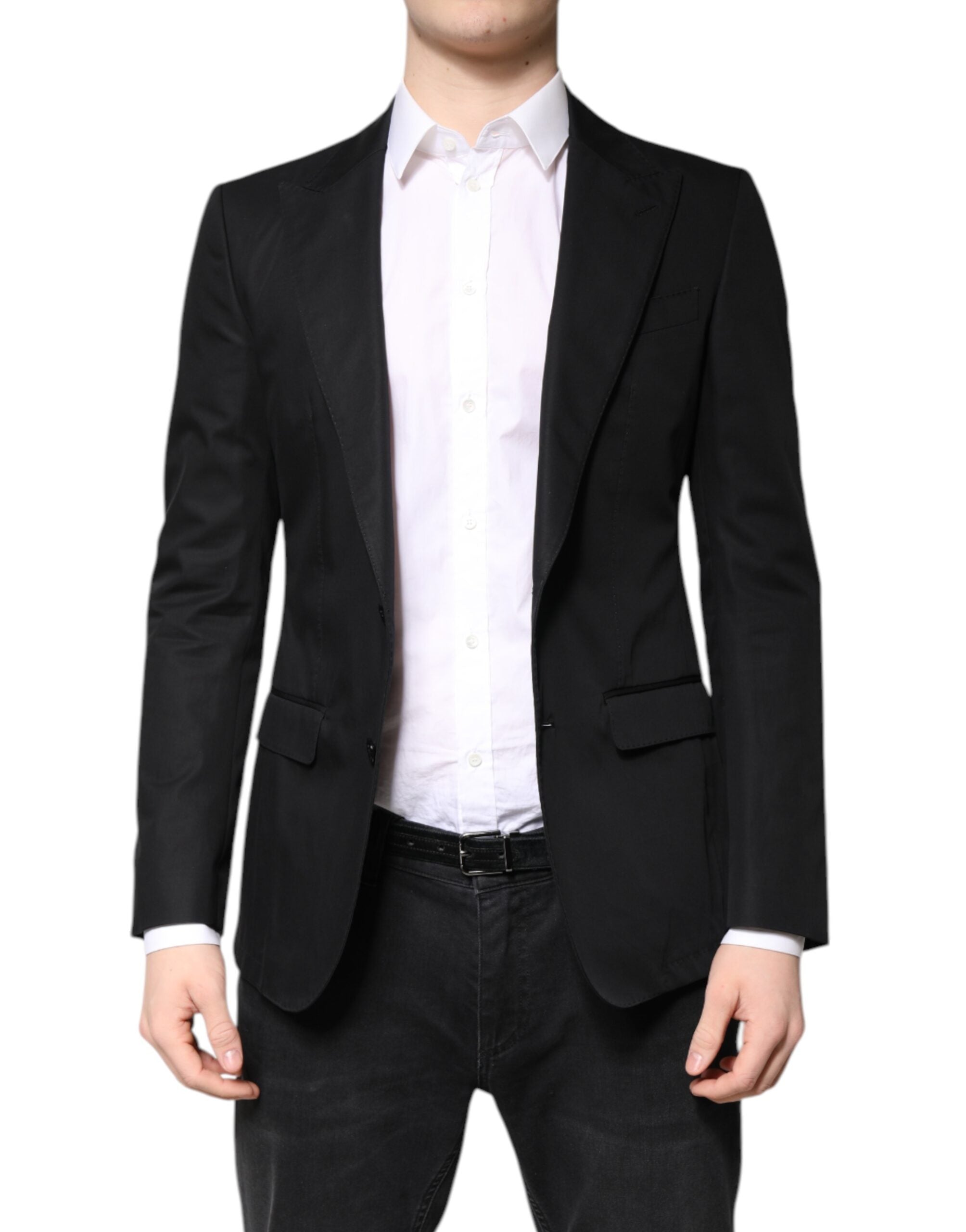 Dolce & Gabbana Black Cotton Single Breasted Men Coat Men's Blazer (Pre-Owned)