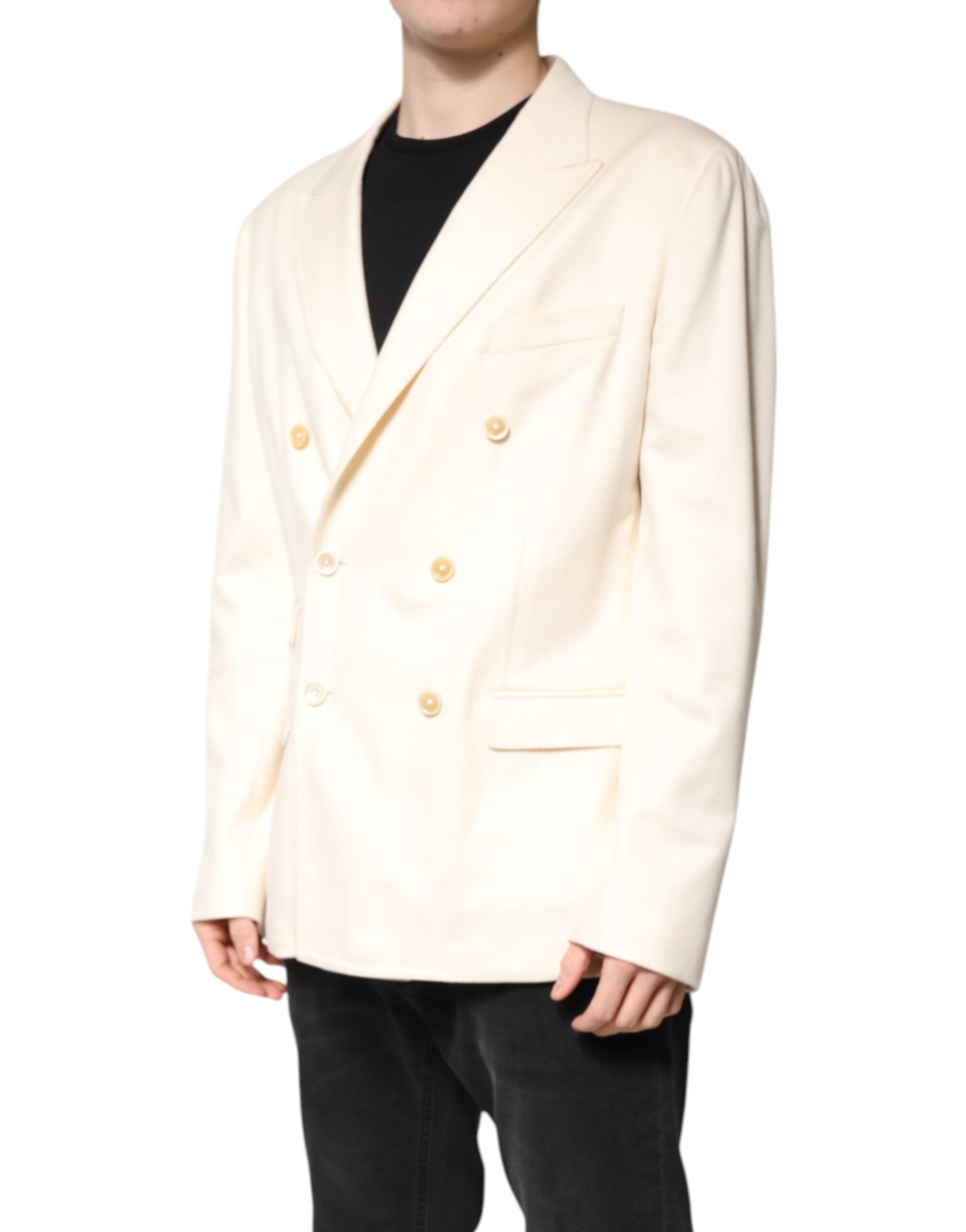 Dolce & Gabbana Beige Cashmere Double Breasted Coat Men's Blazer (Pre-Owned)