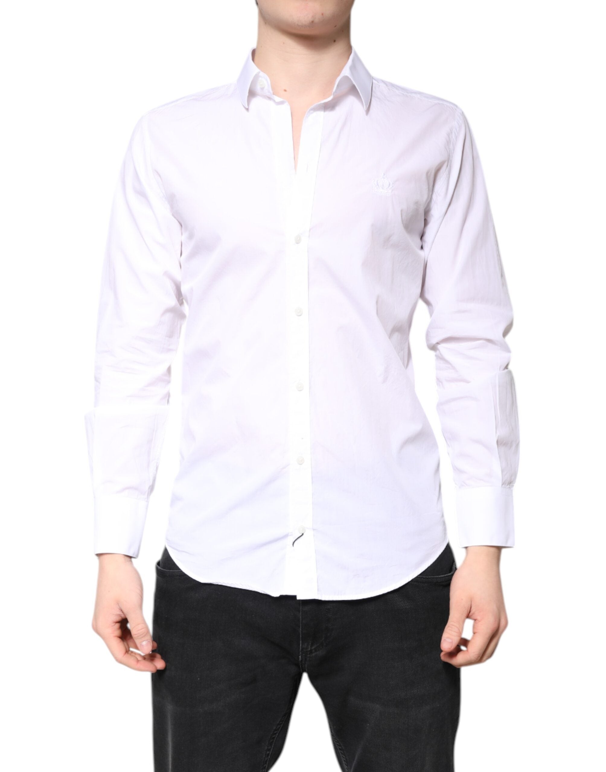 Dolce & Gabbana White MARTINI Cotton Men Formal Dress Men's Shirt (Pre-Owned)