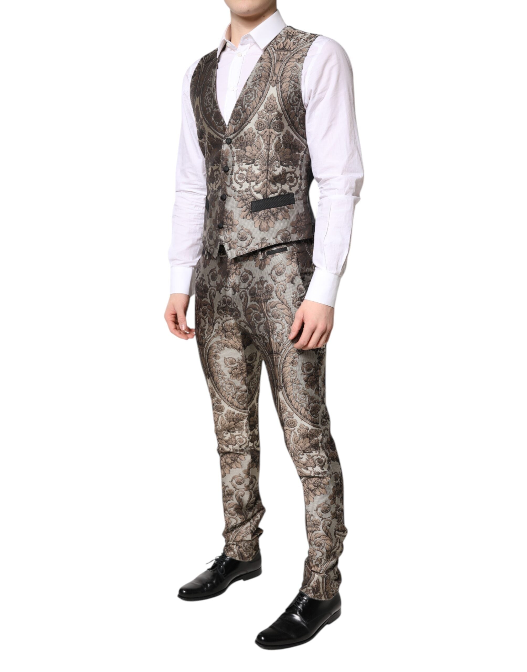 Dolce & Gabbana Multicolor Jacquard Single Breasted 3 Piece Men's Suit