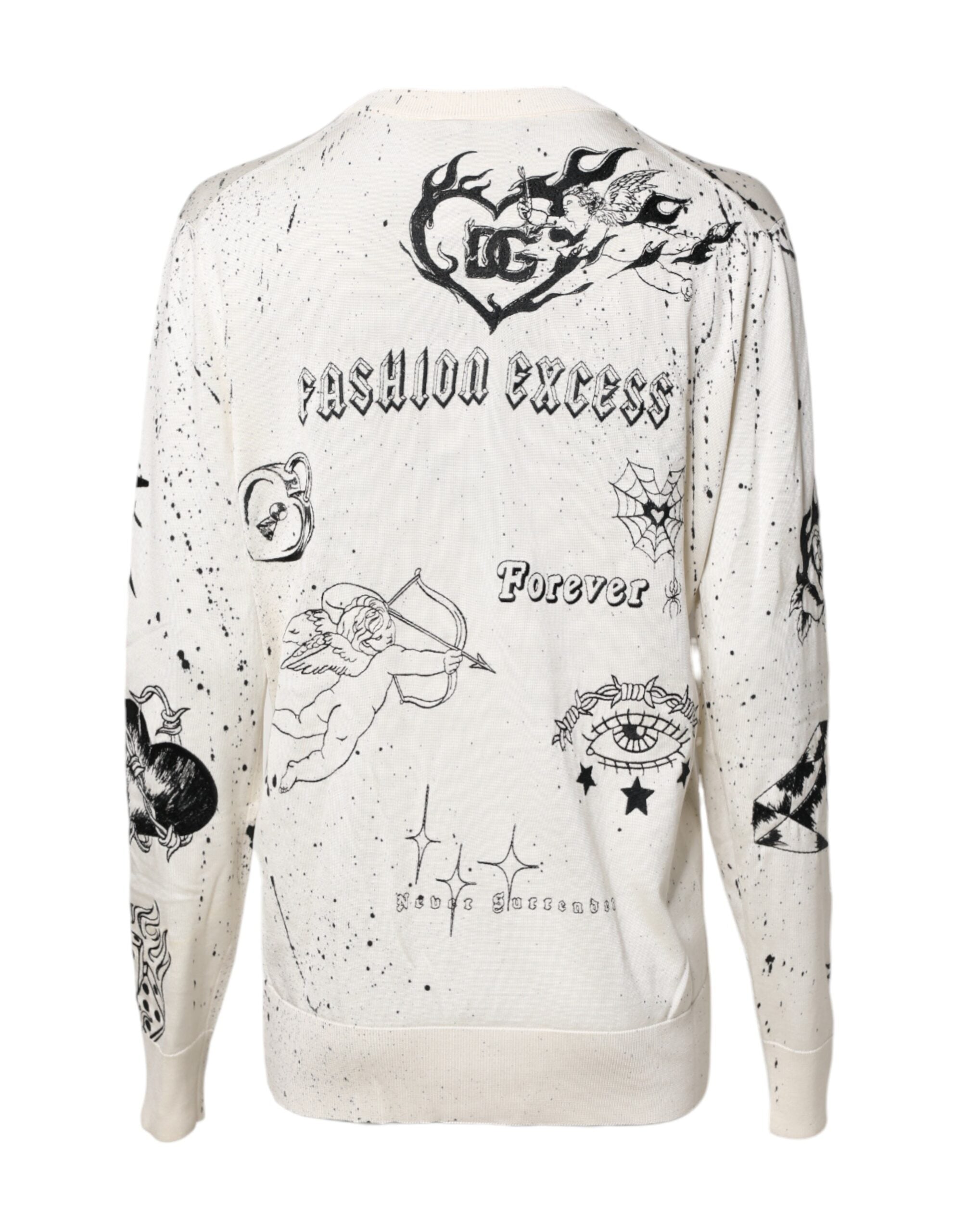 Dolce & Gabbana White Logo Angel Print Women Pullover Women's Sweater (Pre-Owned)
