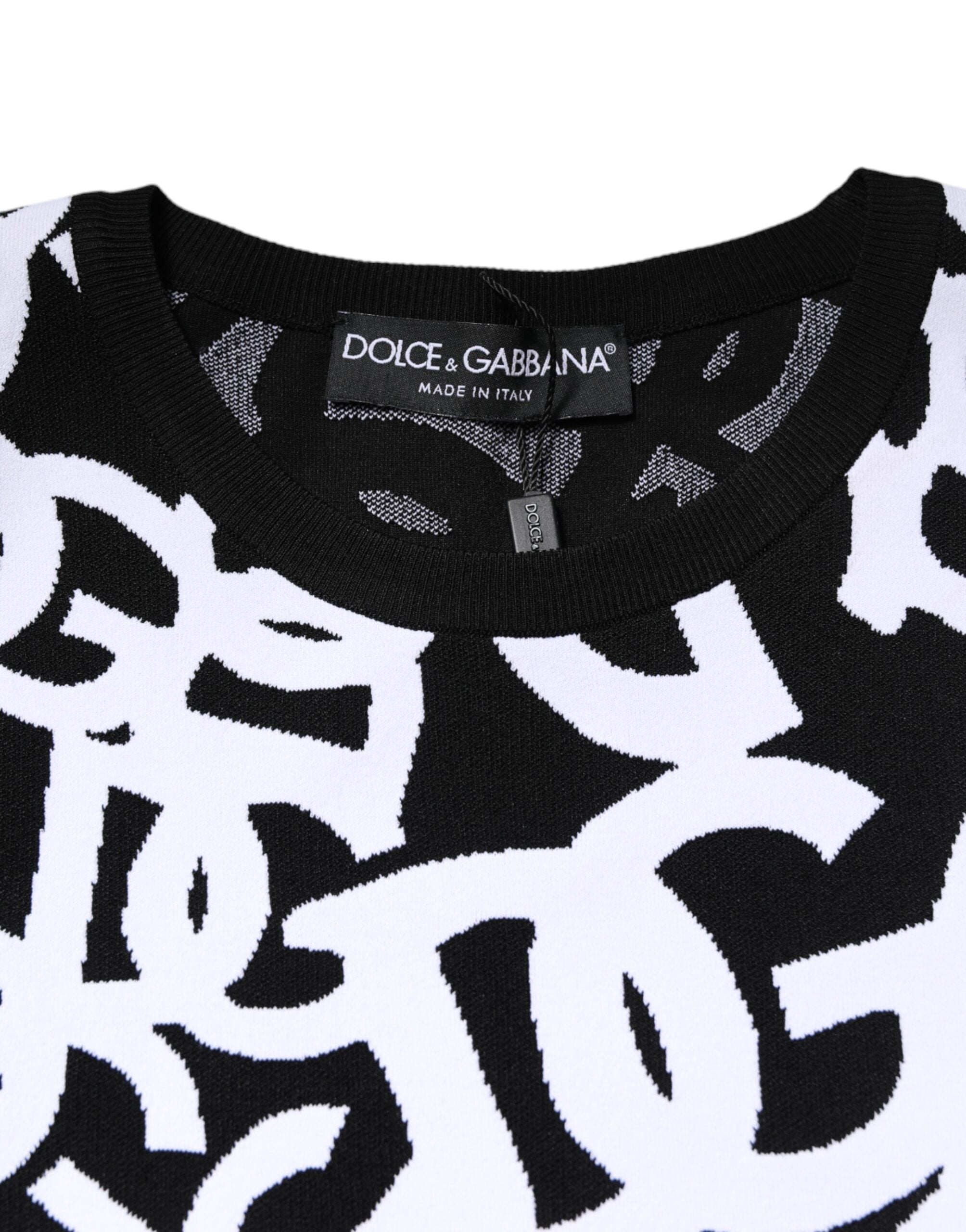 Dolce & Gabbana Black White Logo Print Women Pullover Women's Sweater