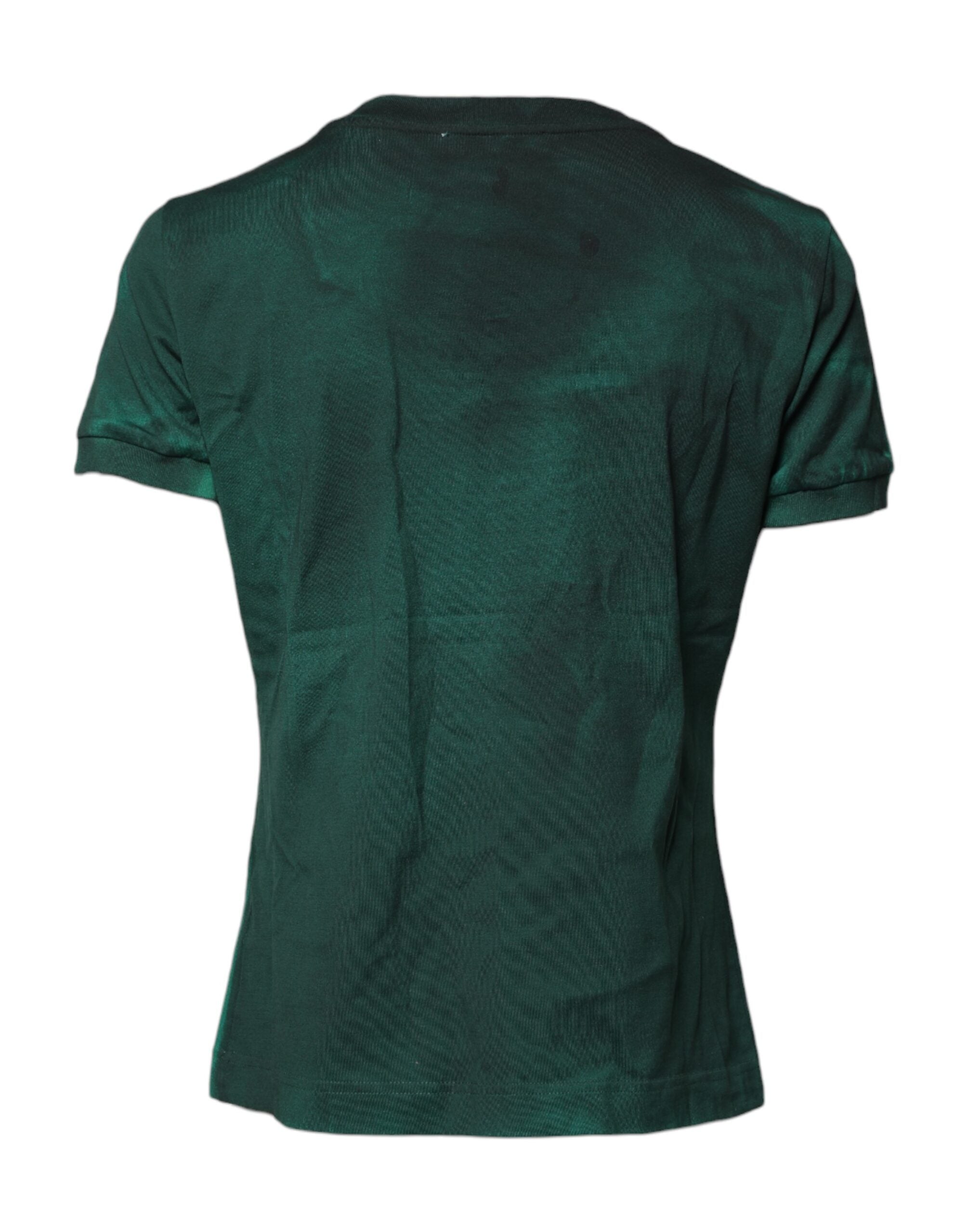 Dolce & Gabbana Green Cotton Round Neck Short Sleeves Women's T-shirt (Pre-Owned)