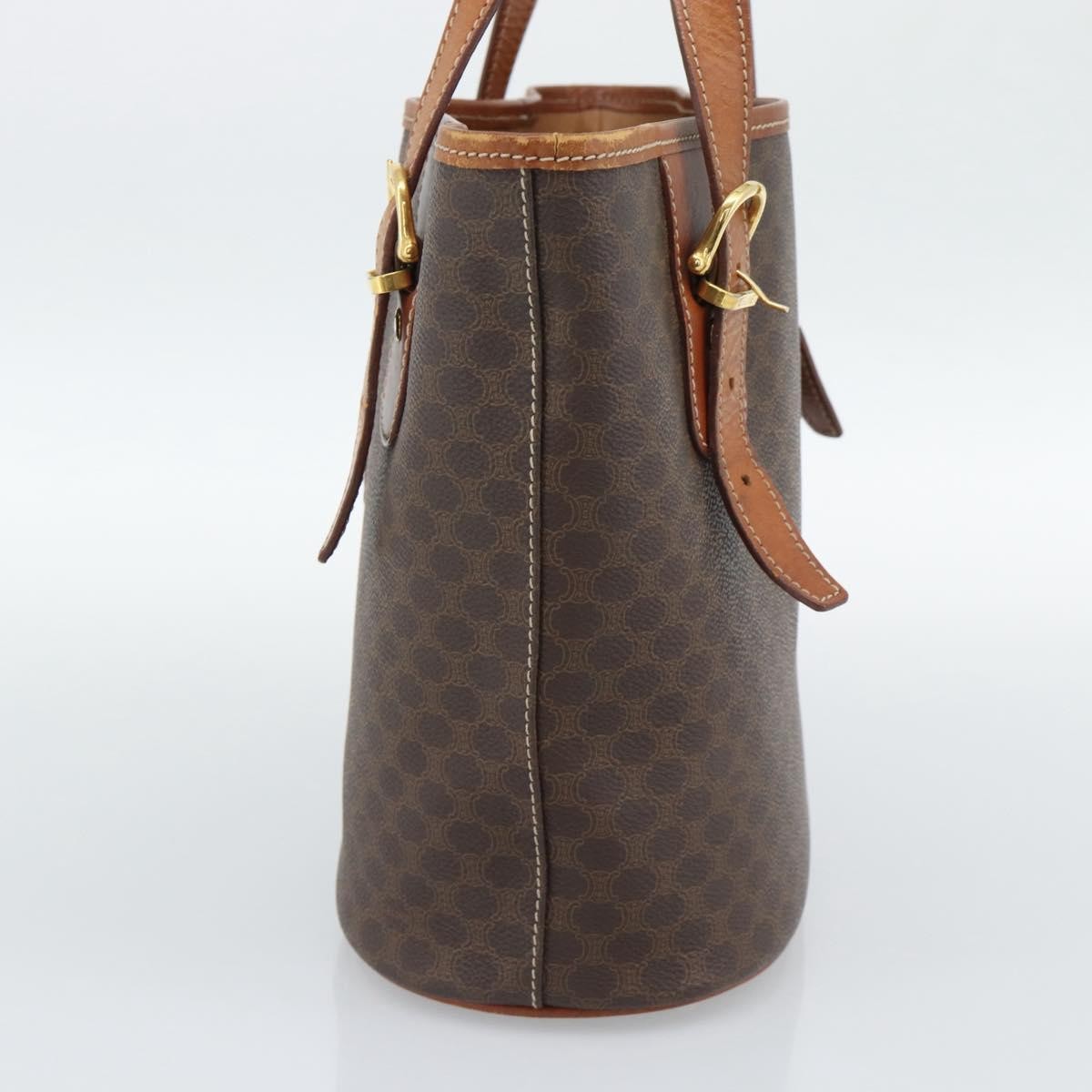 Celine Vintage Macadam Canvas And Leather Brown Canvas Tote Bag Bag (Pre-Owned)