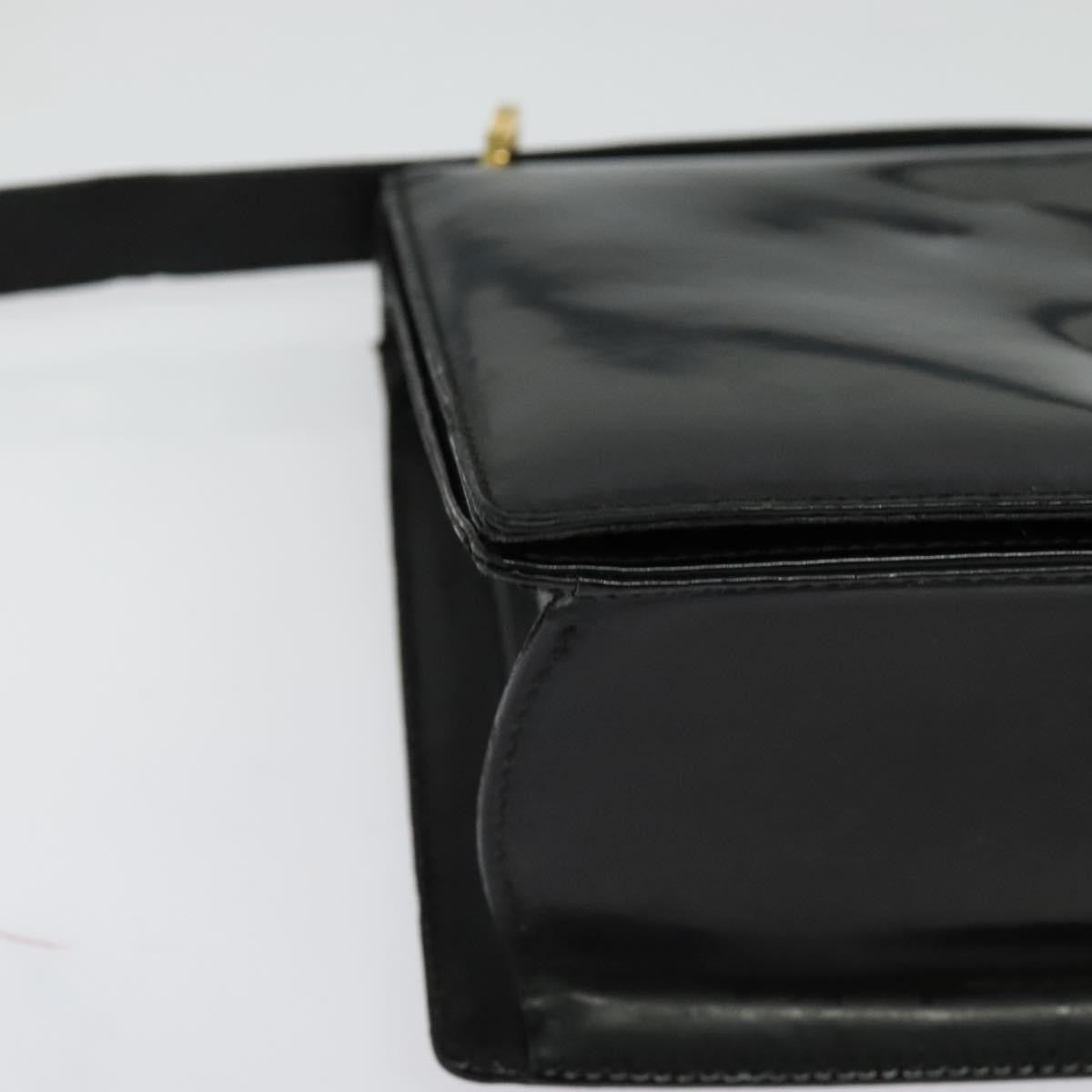 Salvatore Ferragamo Gancini Leather Black Leather Shoulder Bag Bag (Pre-Owned)