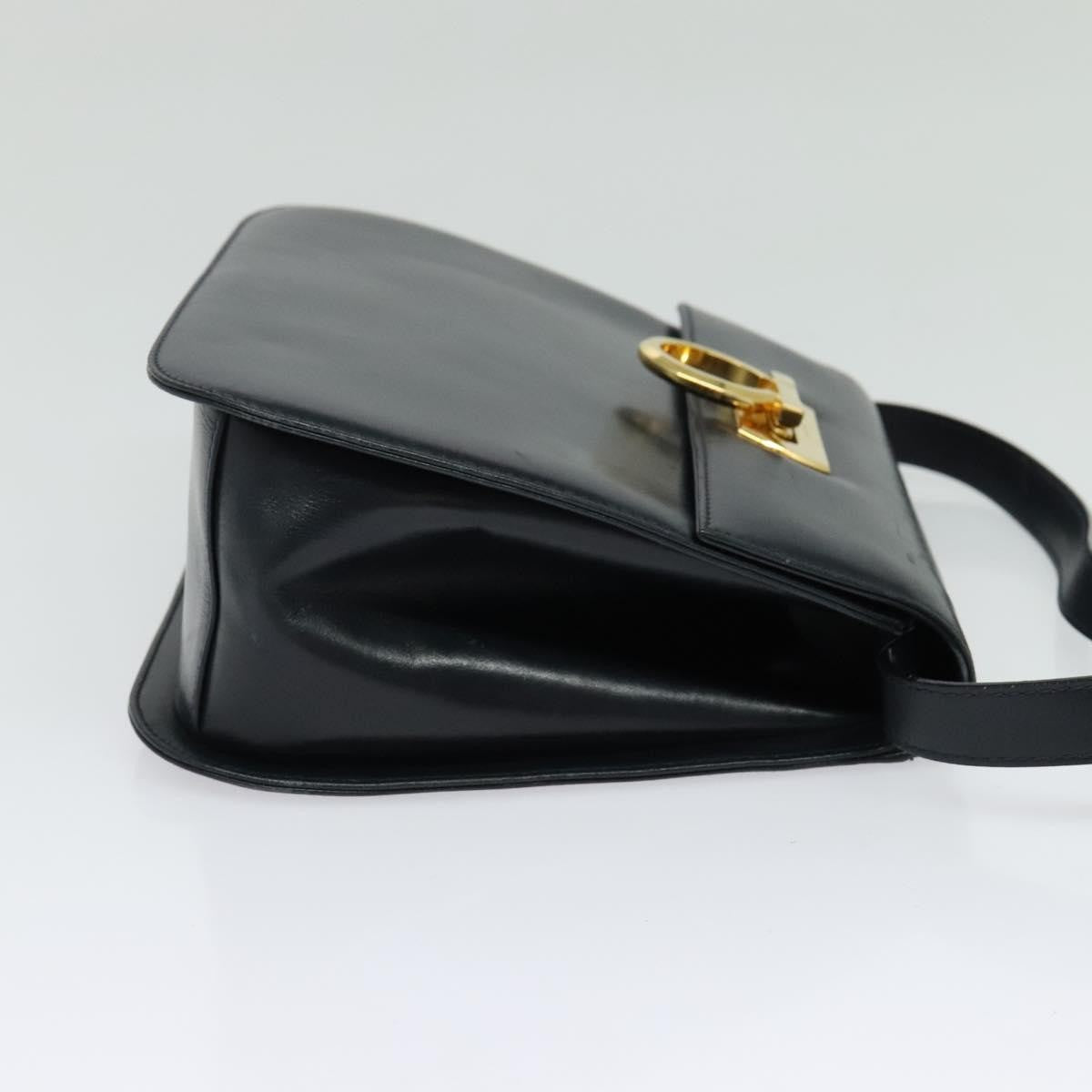 Salvatore Ferragamo Gancini Leather Navy Leather Shoulder Bag Bag (Pre-Owned)