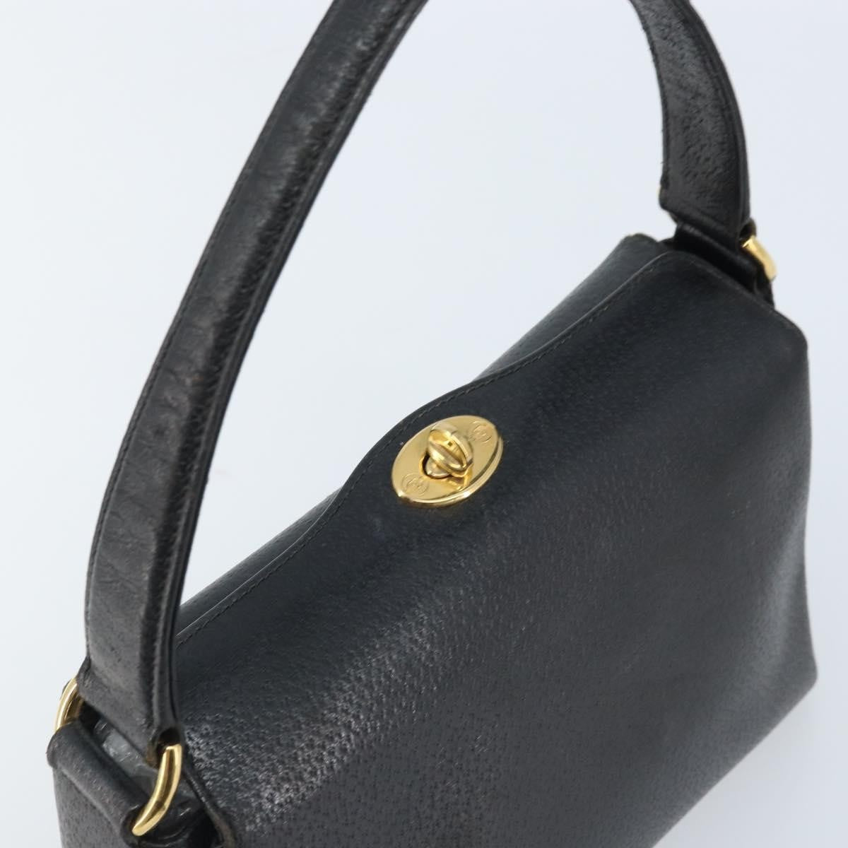 Gucci Vintage Convertible Bamboo Box Leather Black Leather Handbag (Pre-Owned)