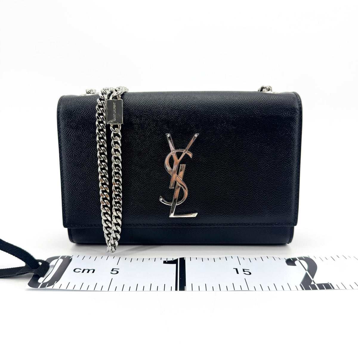 Saint Laurent Classic Monogram Flap Chain Leather Black Leather Crossbody Bag Bag (Pre-Owned)