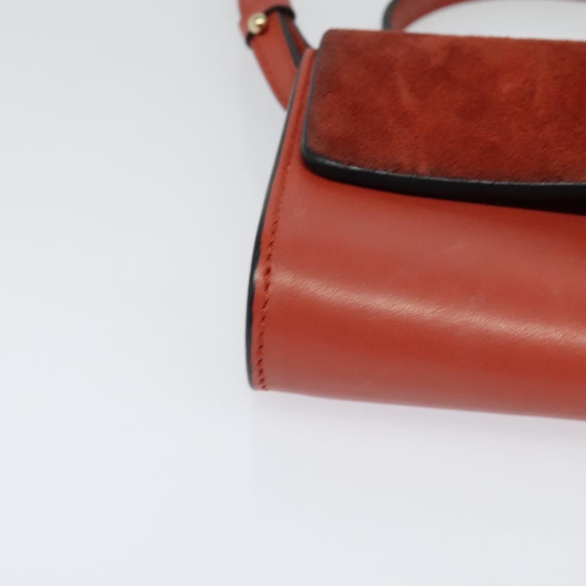Chloe Faye Leather And Suede Red Leather Shoulder Bag Bag (Pre-Owned)