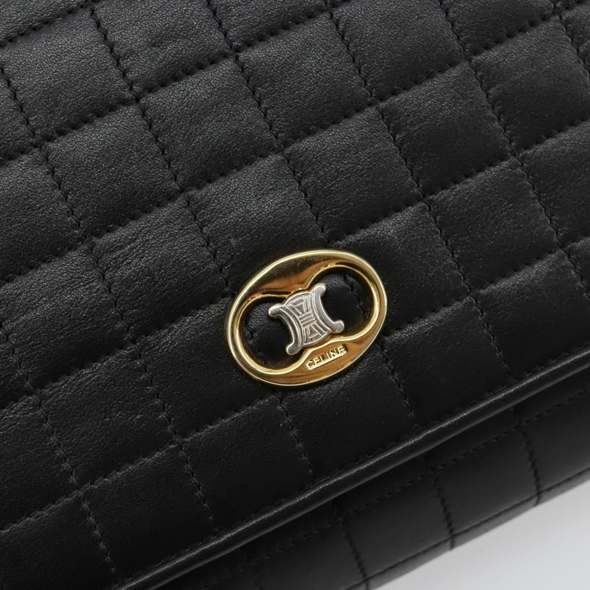 Celine Flap Shoulder Leather Black Leather Shoulder Bag Bag (Pre-Owned)