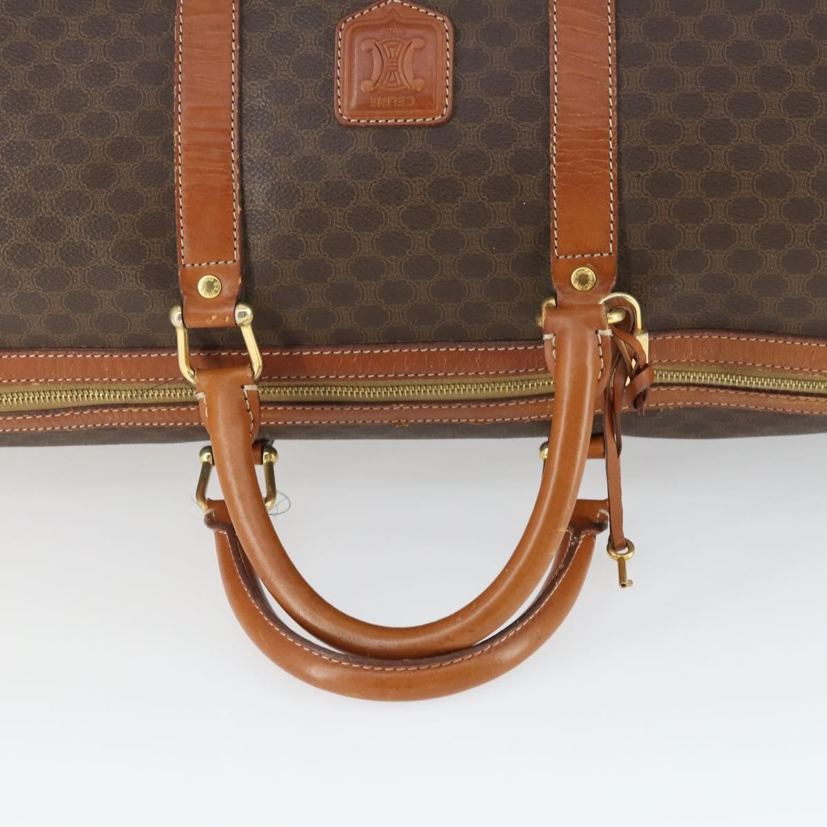 Celine Vintage Macadam Boston Canvas Brown Pvc Travel Bag Bag (Pre-Owned)