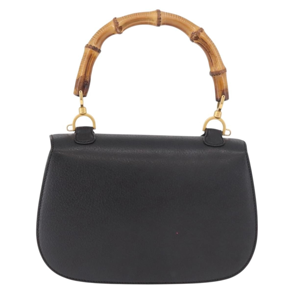 Gucci Bamboo 1947 Top Handle Leather Black Leather Handbag (Pre-Owned)