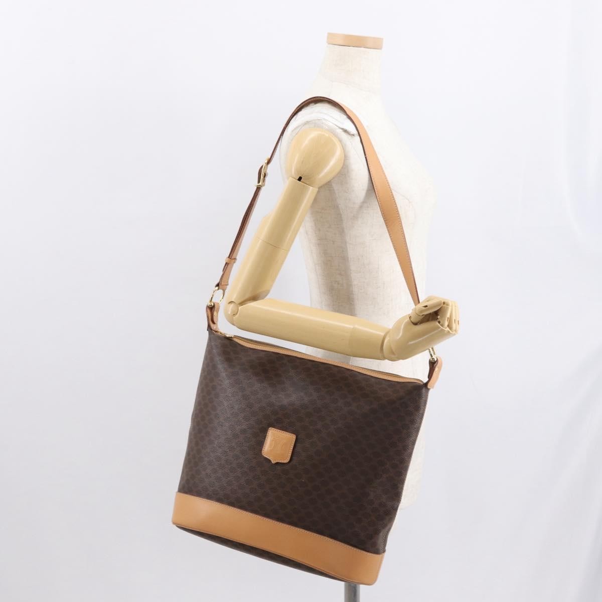 Celine Vintage Macadam Canvas And Leather Brown Canvas Shoulder Bag Bag (Pre-Owned)