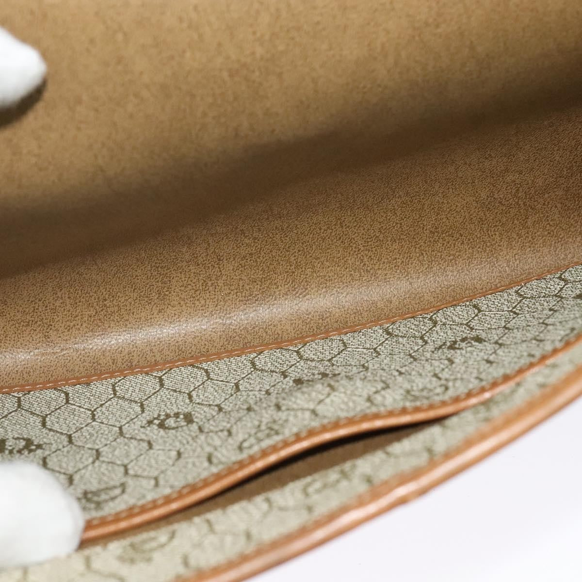 Christian Dior Vintage Honeycomb Chain Canvas Beige Canvas Bag (Pre-Owned)