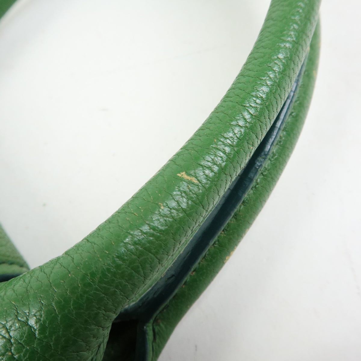 Miu Miu Madras Top Handle Leather Green Leather Handbag (Pre-Owned)