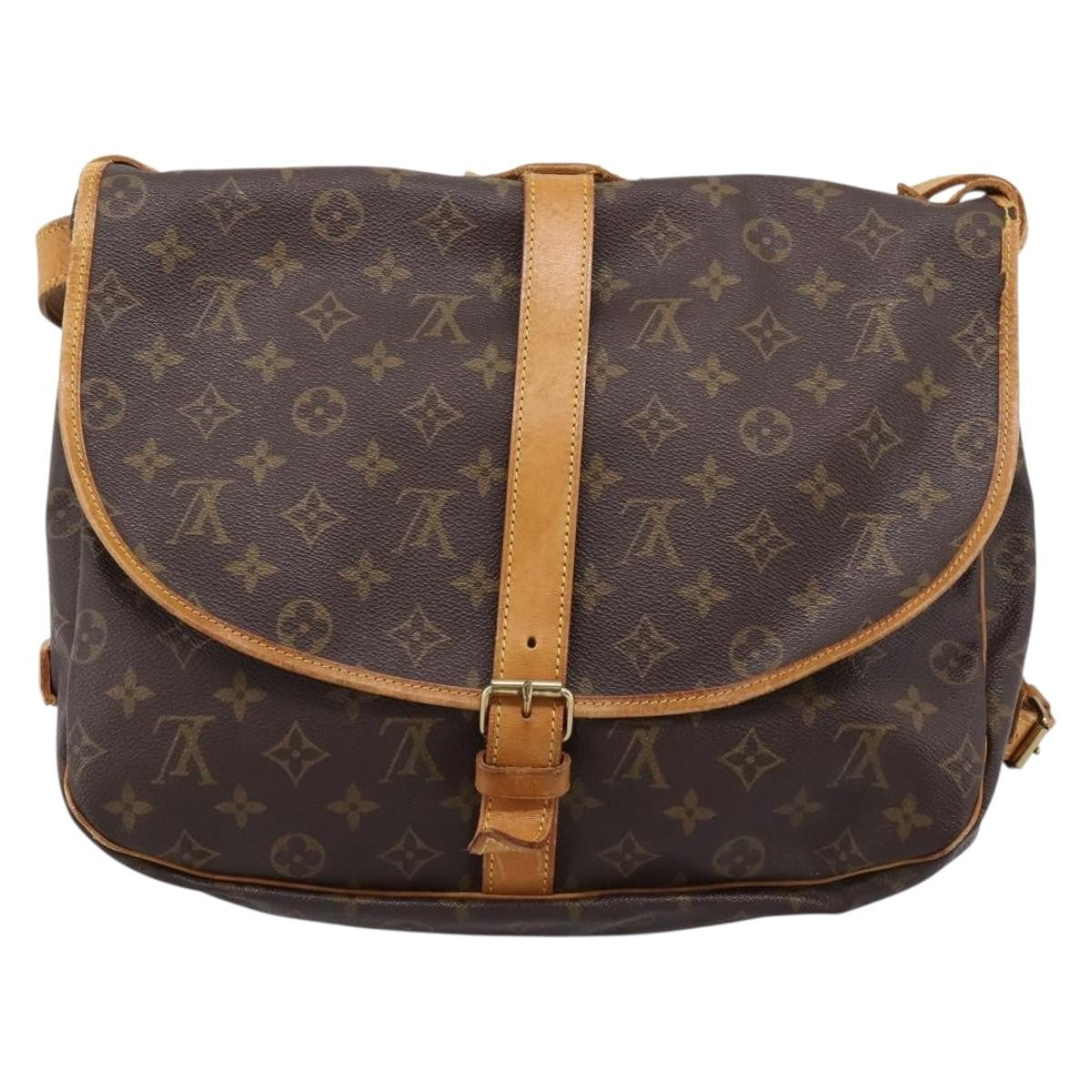 Louis Vuitton Saumur Monogram Brown Canvas Shoulder Bag Bag (Pre-Owned)