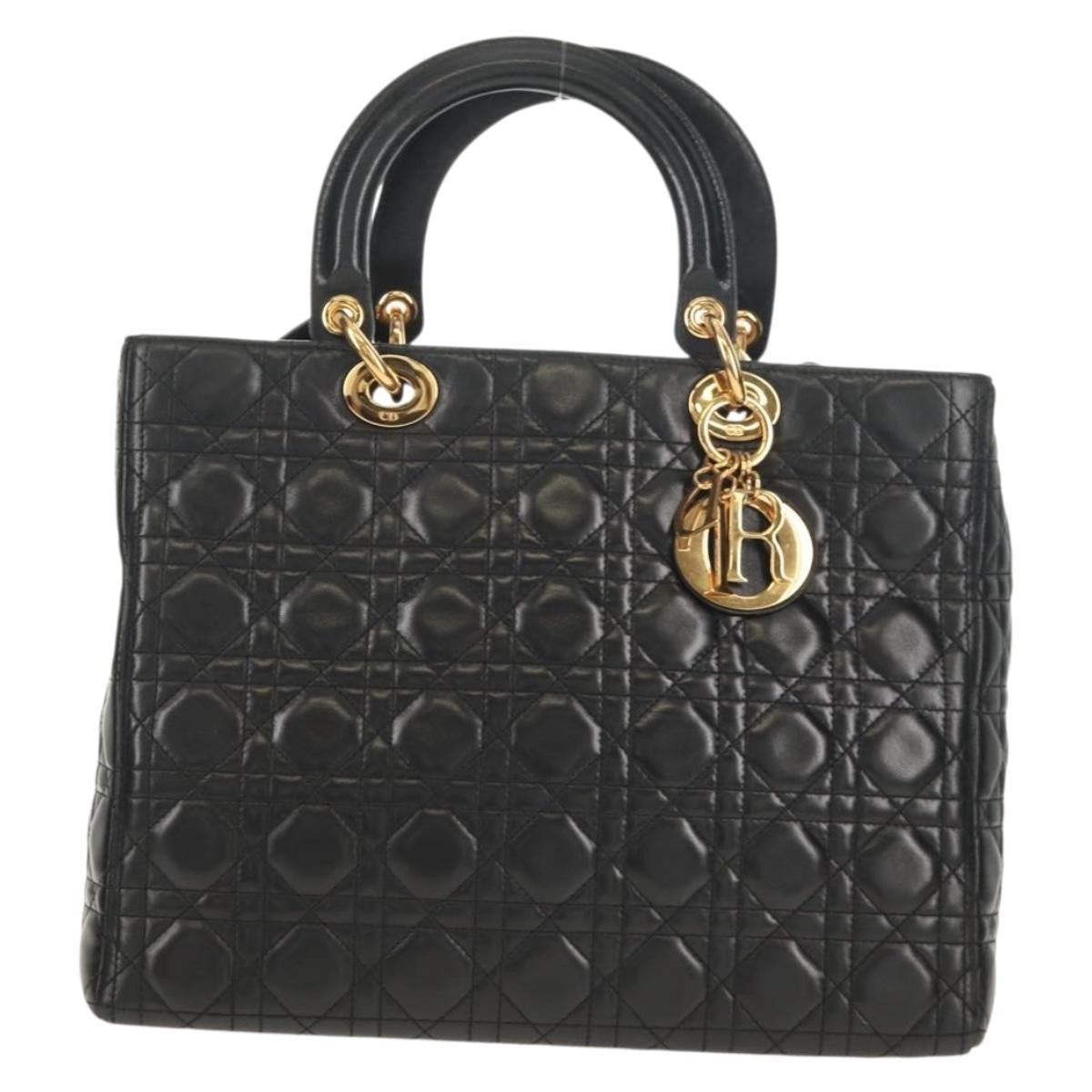 Christian Dior Lady Dior Leather Black Leather Handbag (Pre-Owned)
