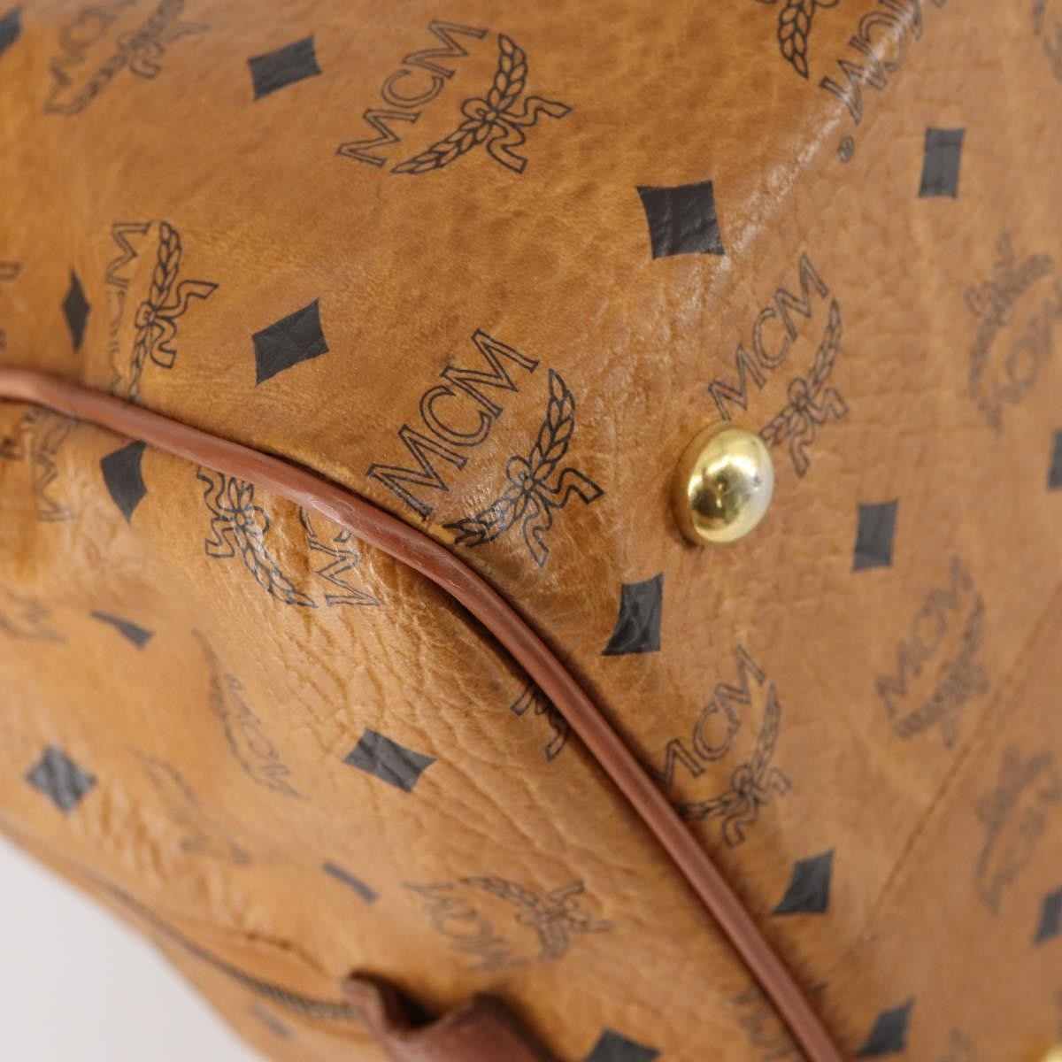 MCM Vicetos Logogram Boston Brown Canvas Travel Bag Bag (Pre-Owned)