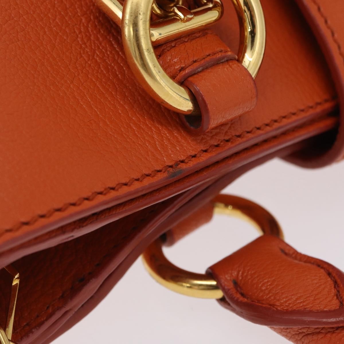 Miu Miu Front Pocket Convertible Satchel Leather Orange Leather Handbag (Pre-Owned)