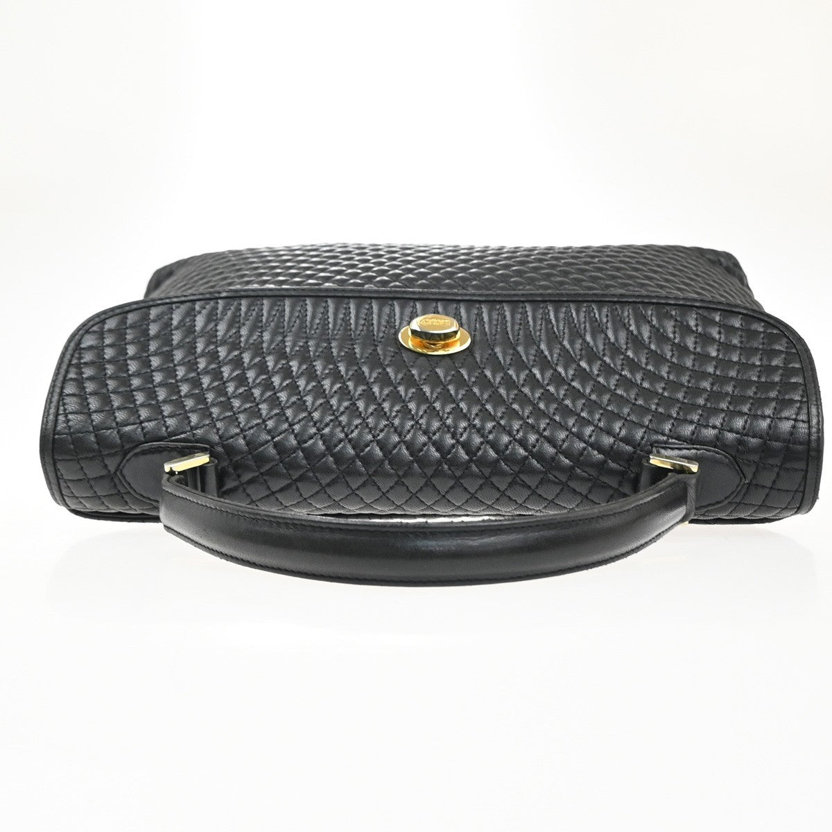 Bally Vintage Quilted Leather Black Leather Handbag (Pre-Owned)