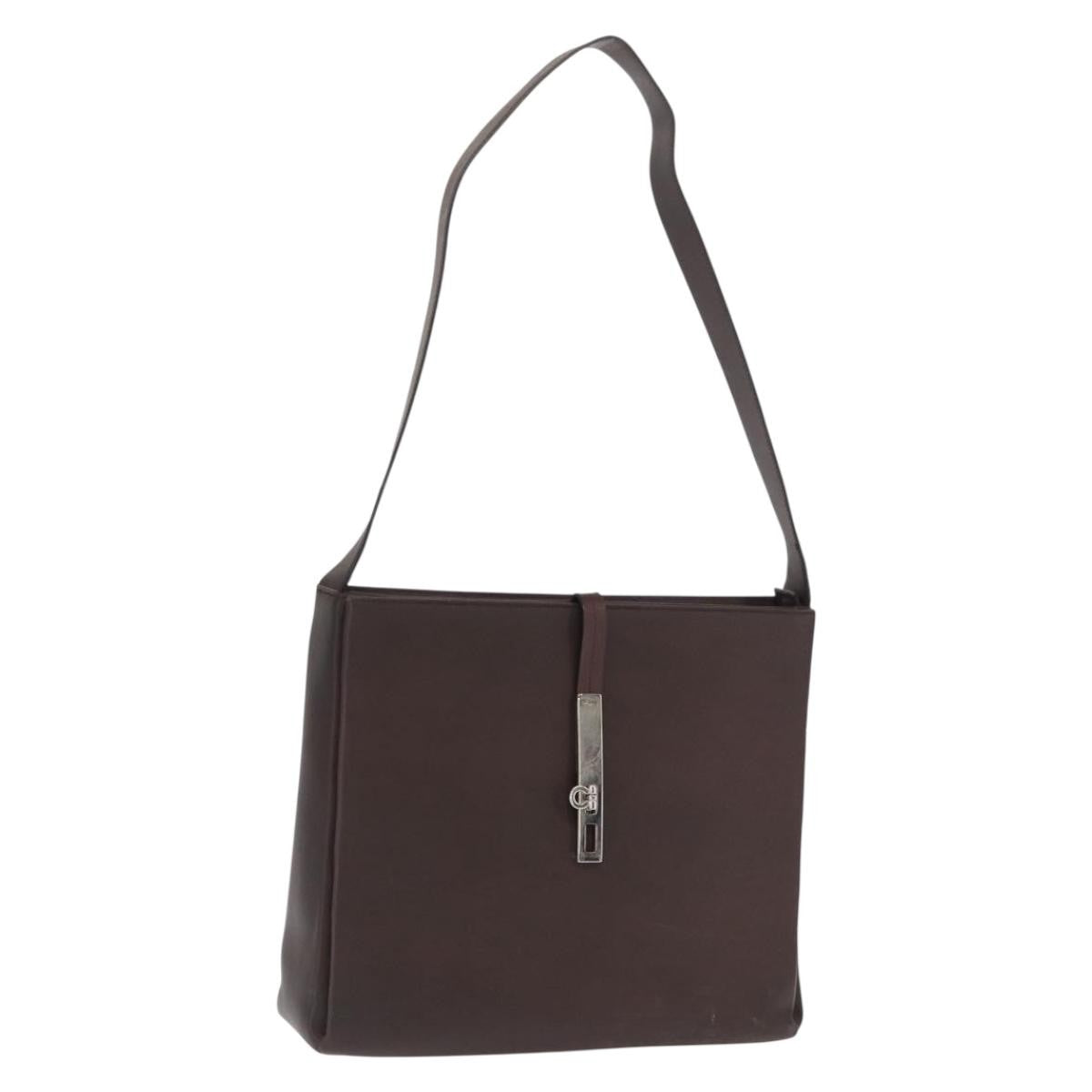 Salvatore Ferragamo Gancini Leather Brown Leather Shoulder Bag Bag (Pre-Owned)