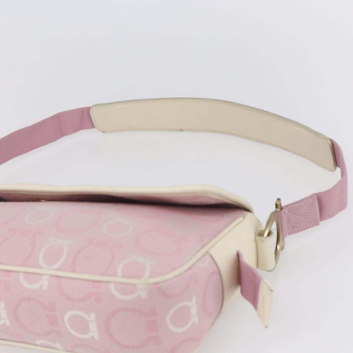 Salvatore Ferragamo Gancini Canvas Pink Canvas Shoulder Bag Bag (Pre-Owned)
