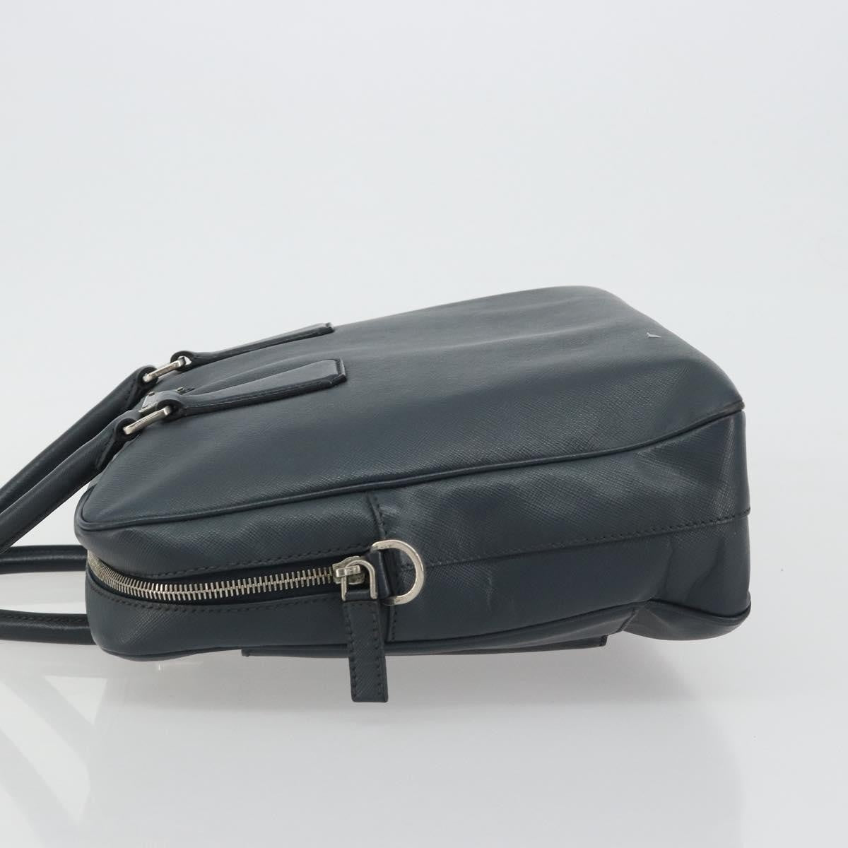 Prada Zip Around Saffiano Leather Navy Leather Briefcase Bag (Pre-Owned)