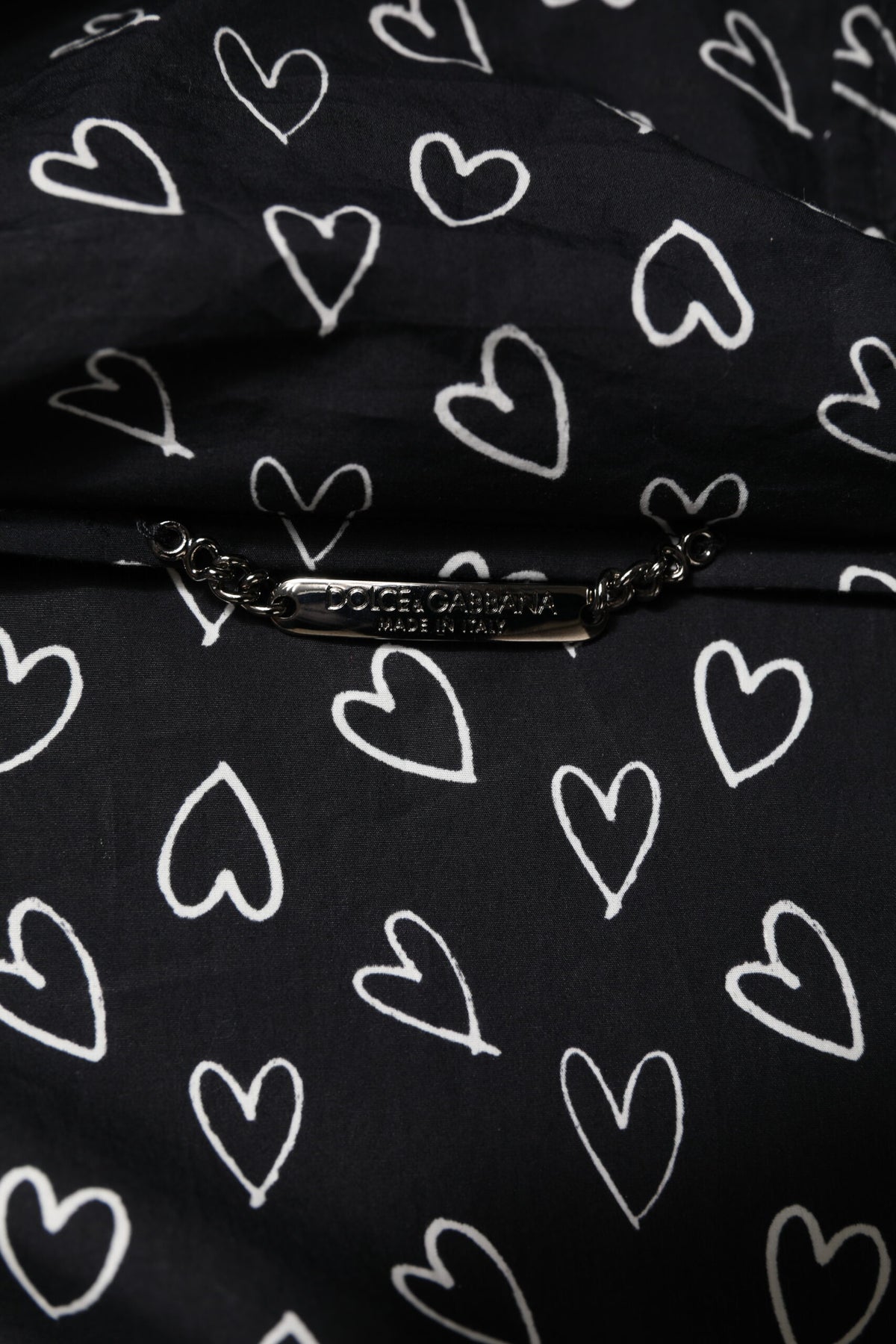 Dolce & Gabbana Black Heart Print Hooded Windbreaker Men's Jacket