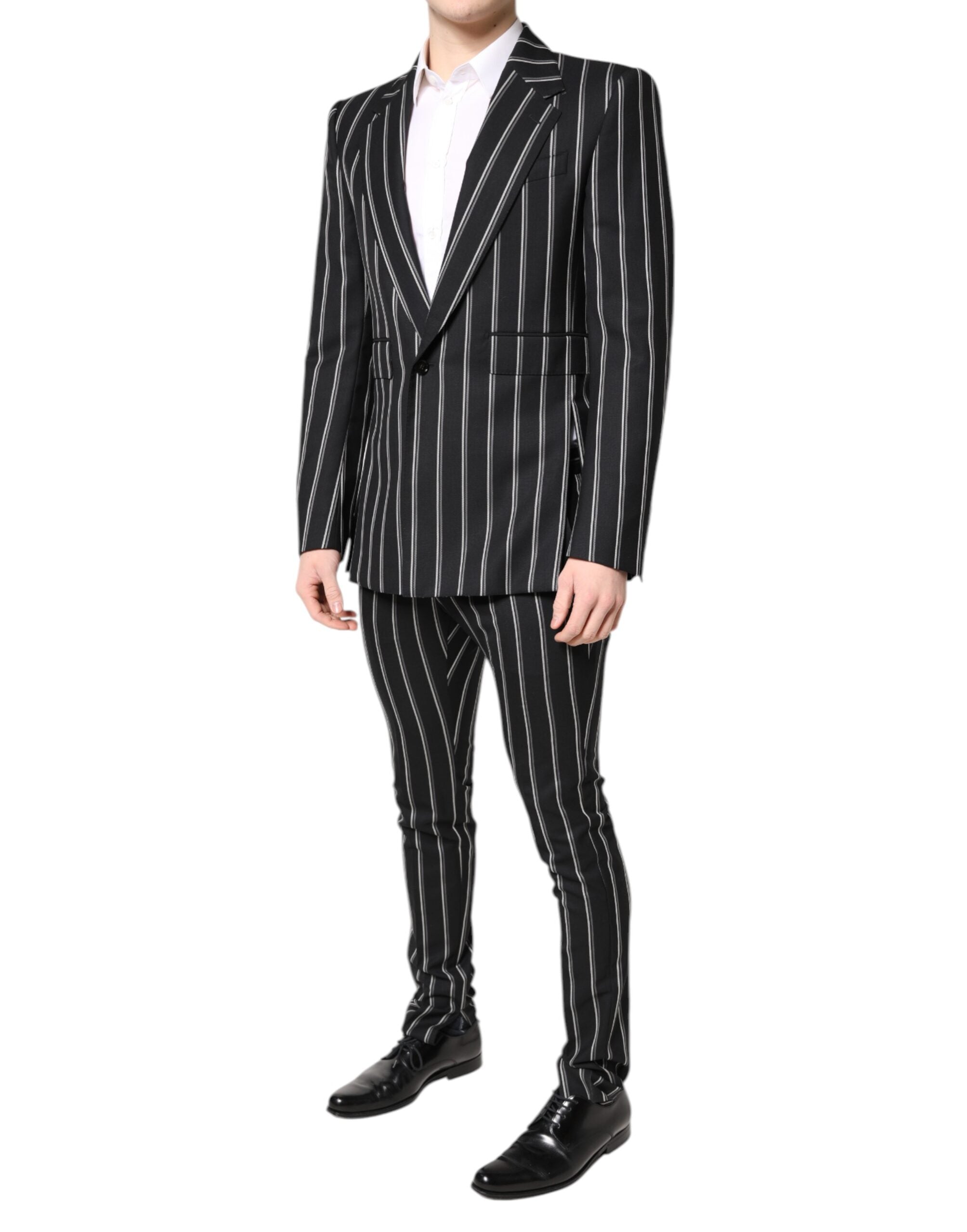 Dolce & Gabbana Black Striped SICILIA Formal 2 Piece Men's Suit