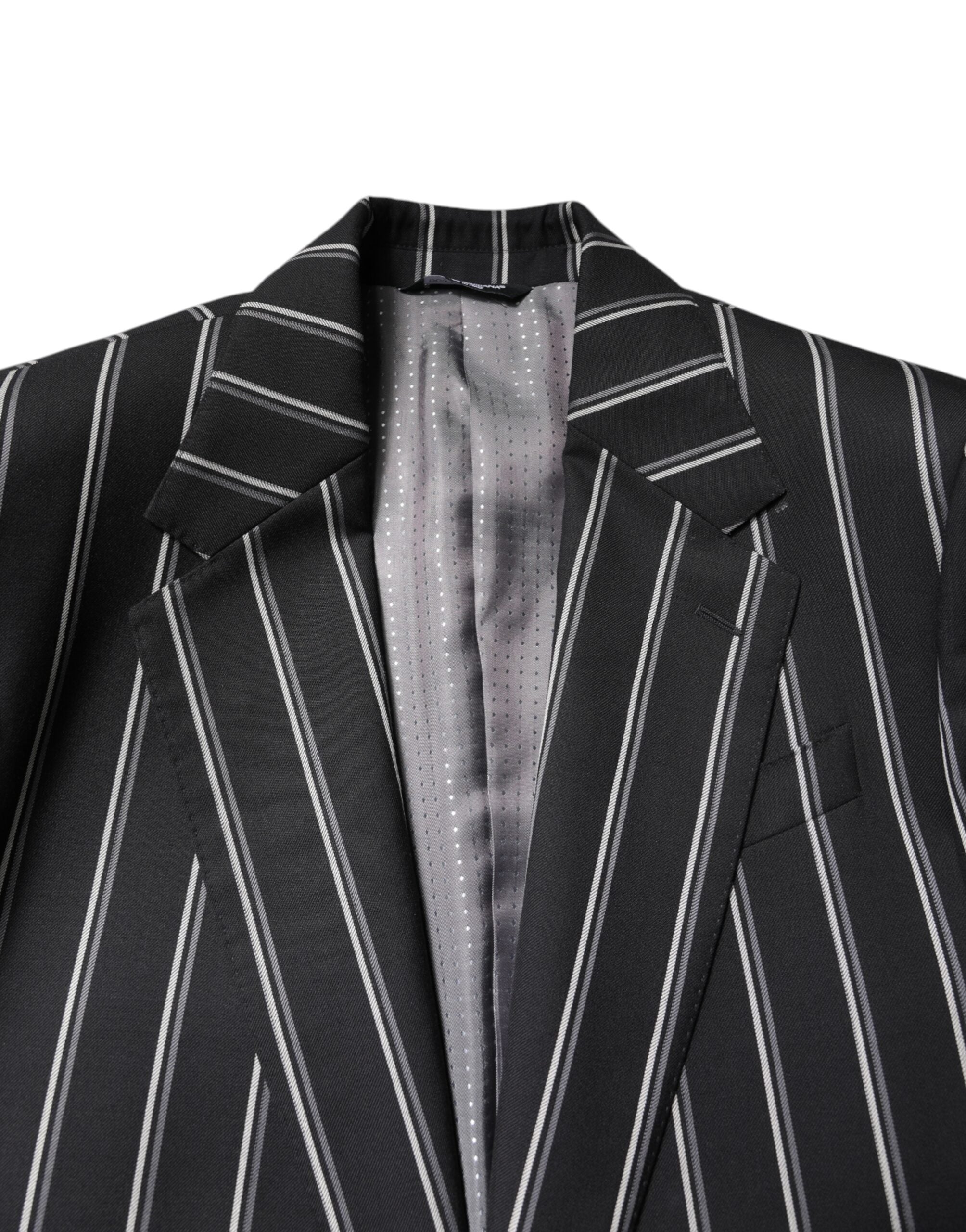 Dolce & Gabbana Black Striped SICILIA Formal 2 Piece Men's Suit