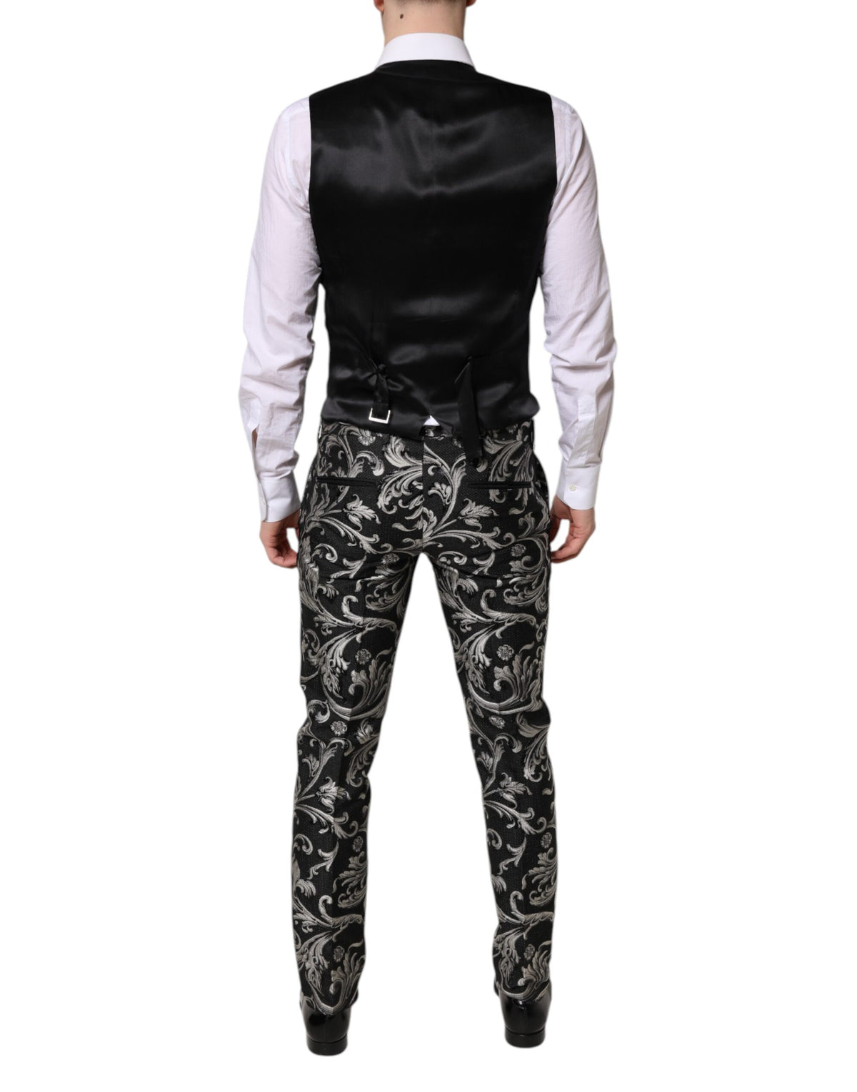 Dolce & Gabbana Dark Gray MARTINI Jacquard Men 3 Piece Men's Suit